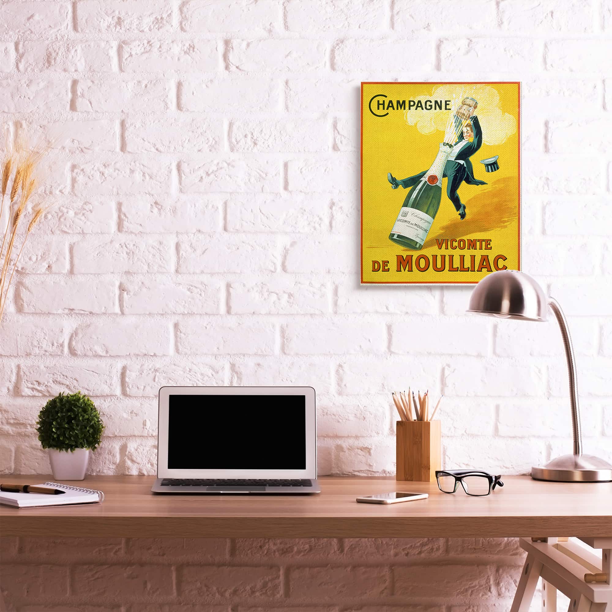 Stupell Industries Champagne Vicomte de Moulliac Pop Bottle Canvas Wall Art