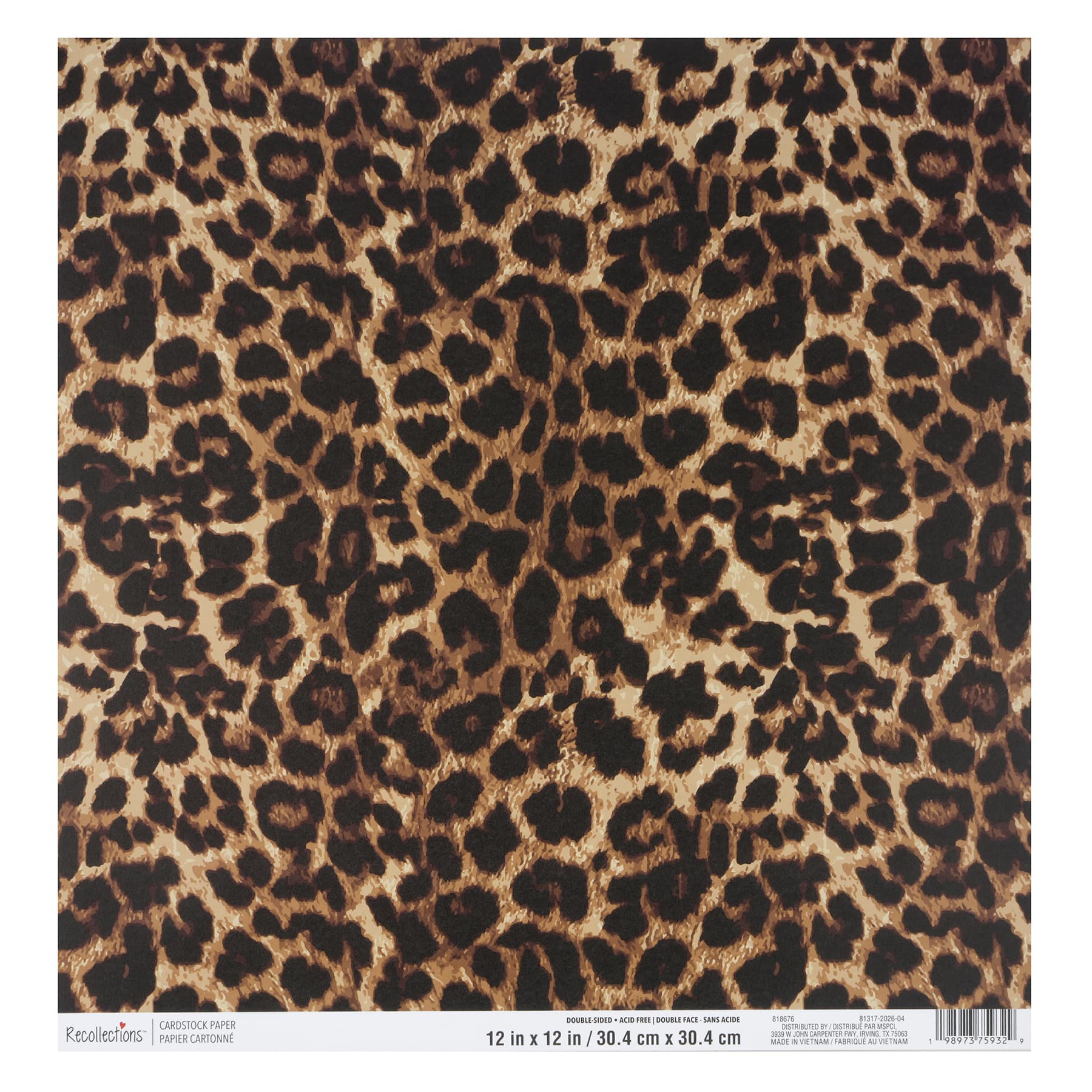 12" x 12" Leopard Print Double-Sided Cardstock Paper by Recollections™