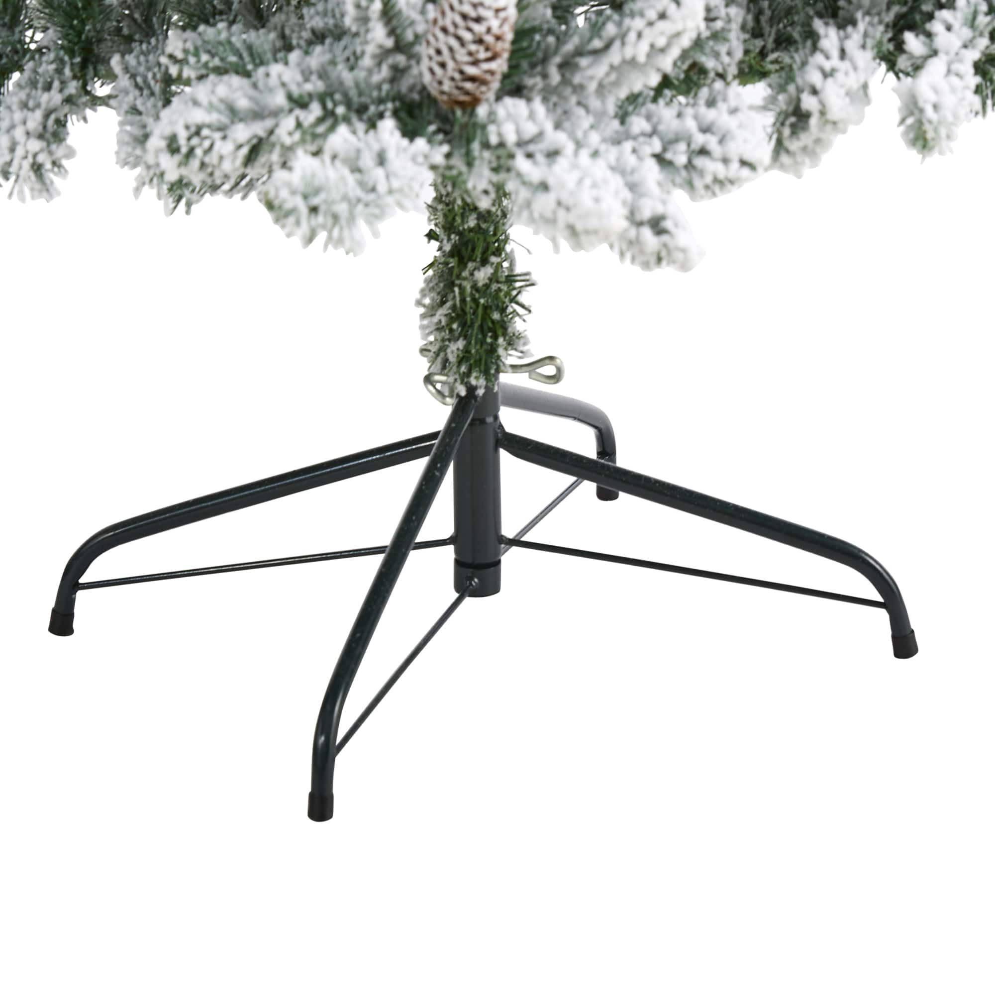 6ft. Pre-Lit Flocked Livingston Fir Artificial Christmas Tree with Pinecones, Clear LED Lights