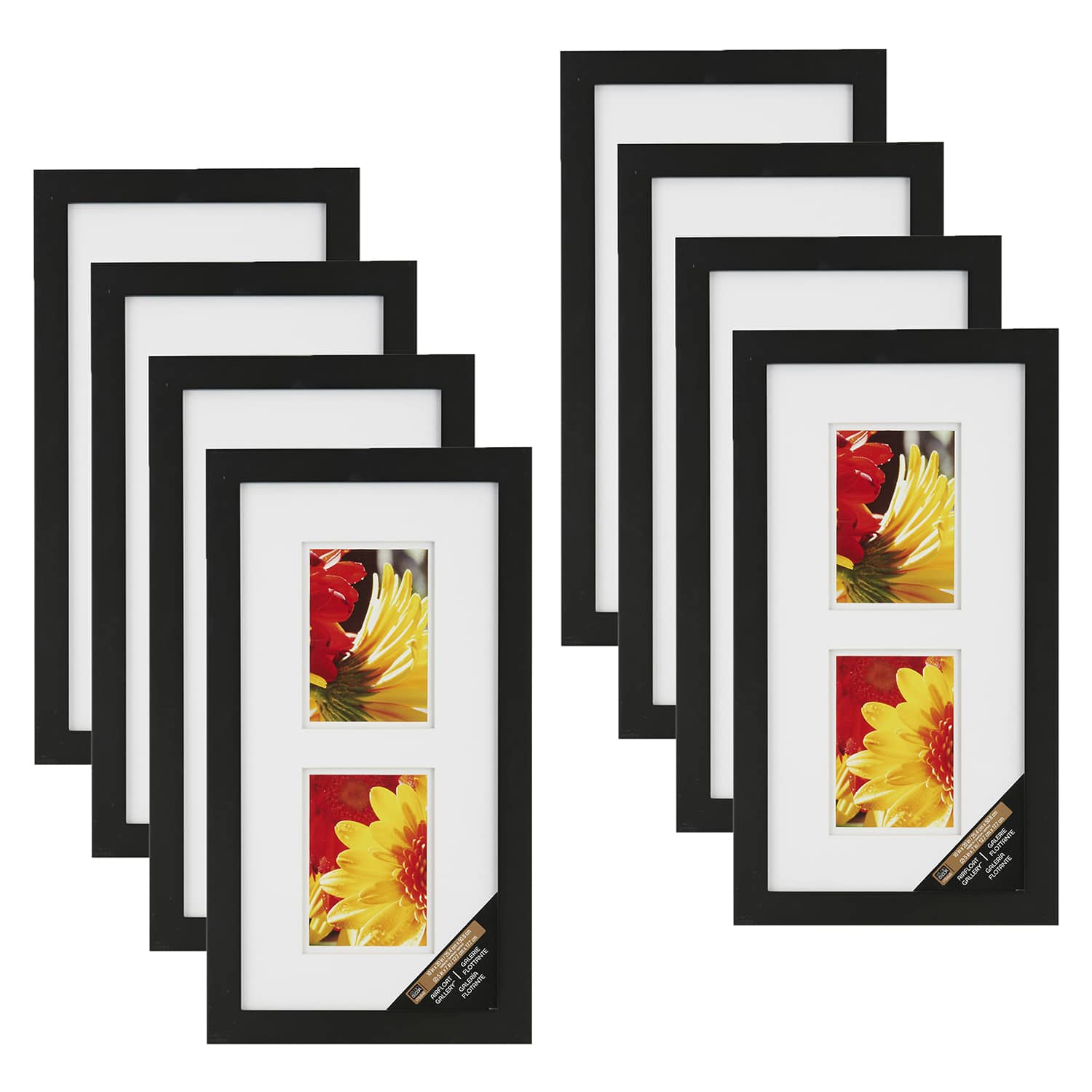 8 Pack: 2 Opening Black 5" x 7" Frame with Double Mat, Gallery by Studio Décor®