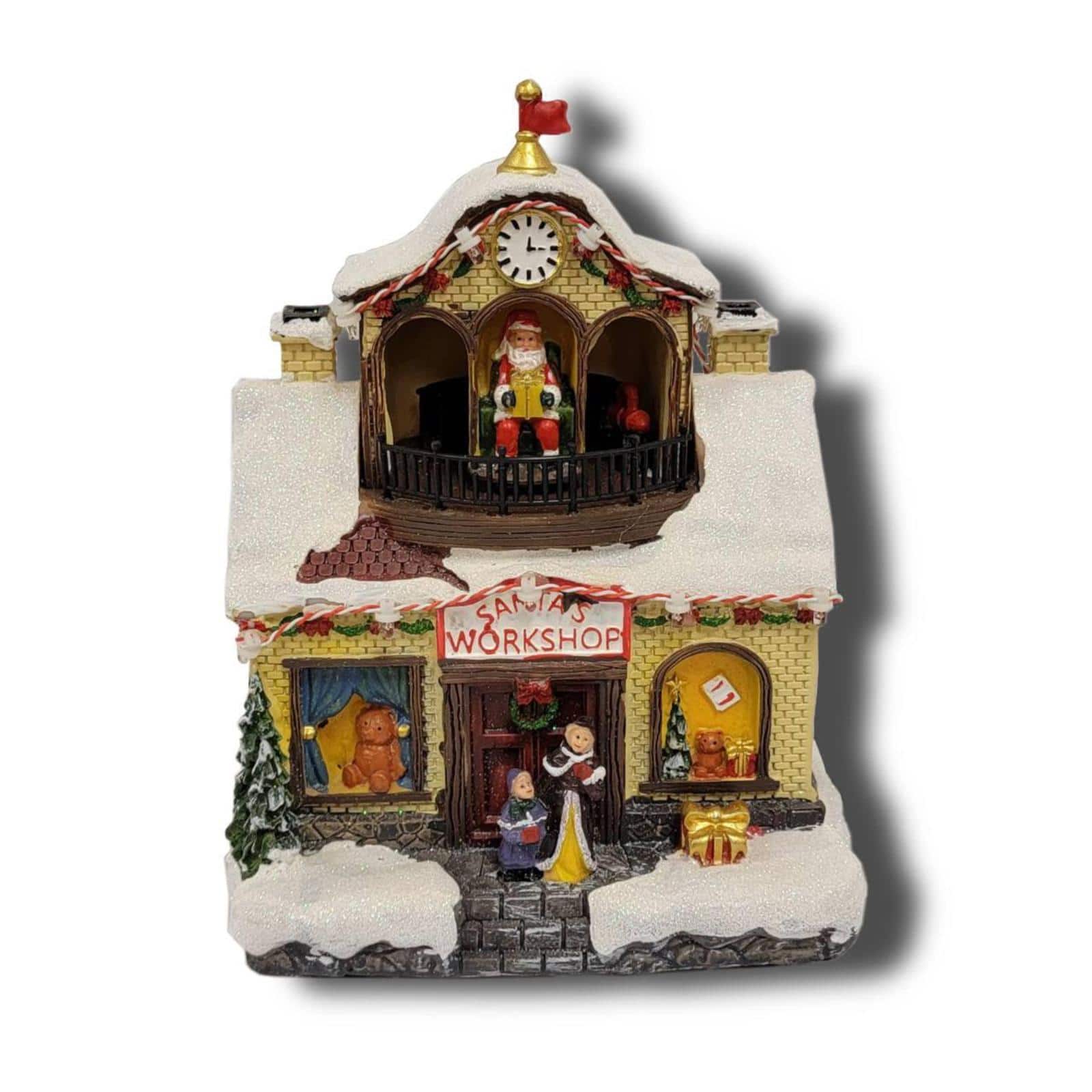 Wizardi 12" Christmas Village Santa's Workshop Tabletop Decoration