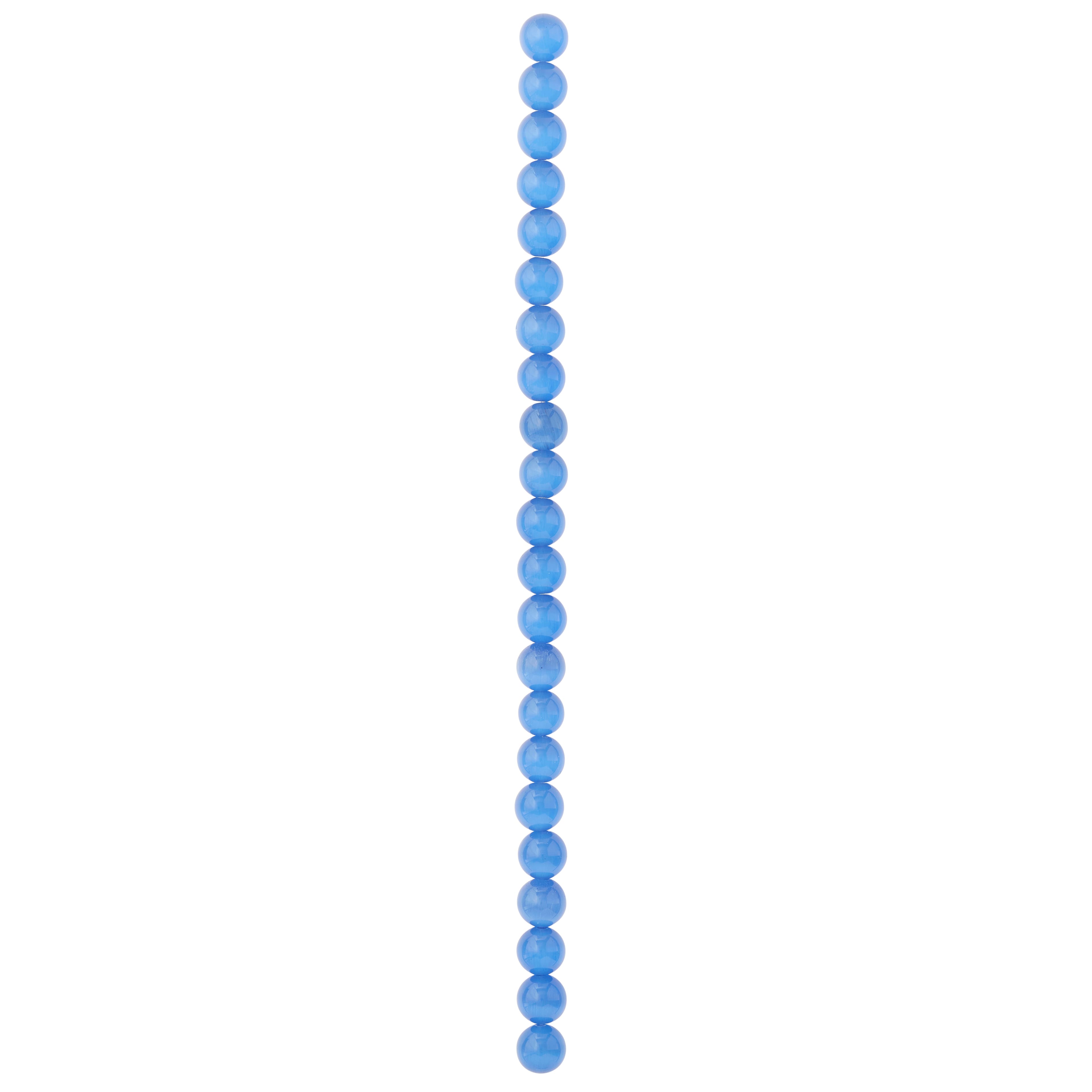 12 Pack: Light Sapphire Cat's Eye Glass Round Beads, 10mm by Bead Landing™