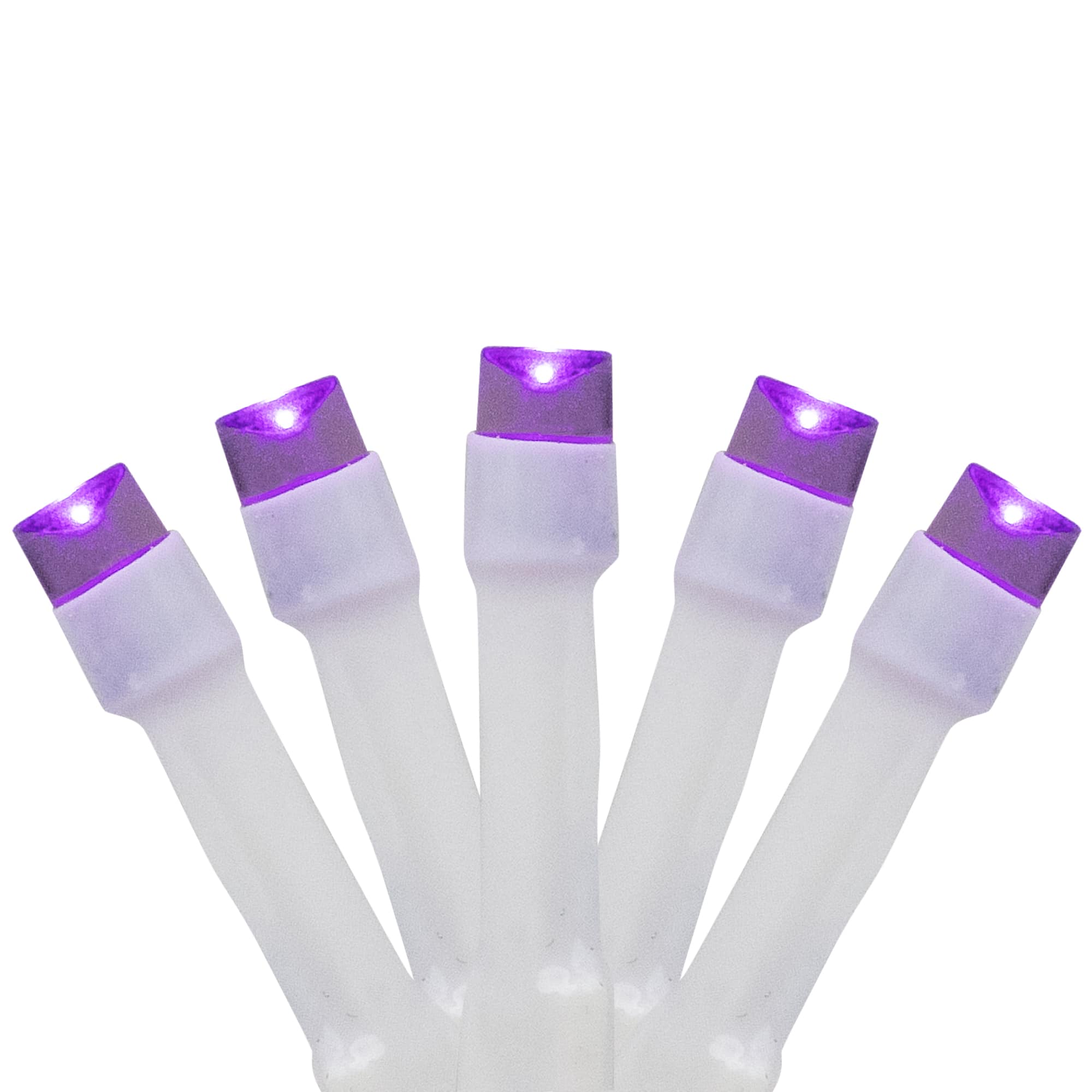 32604604 Battery Operated Purple LED Wide Angle Christmas Lights, White Wire - Set of 20