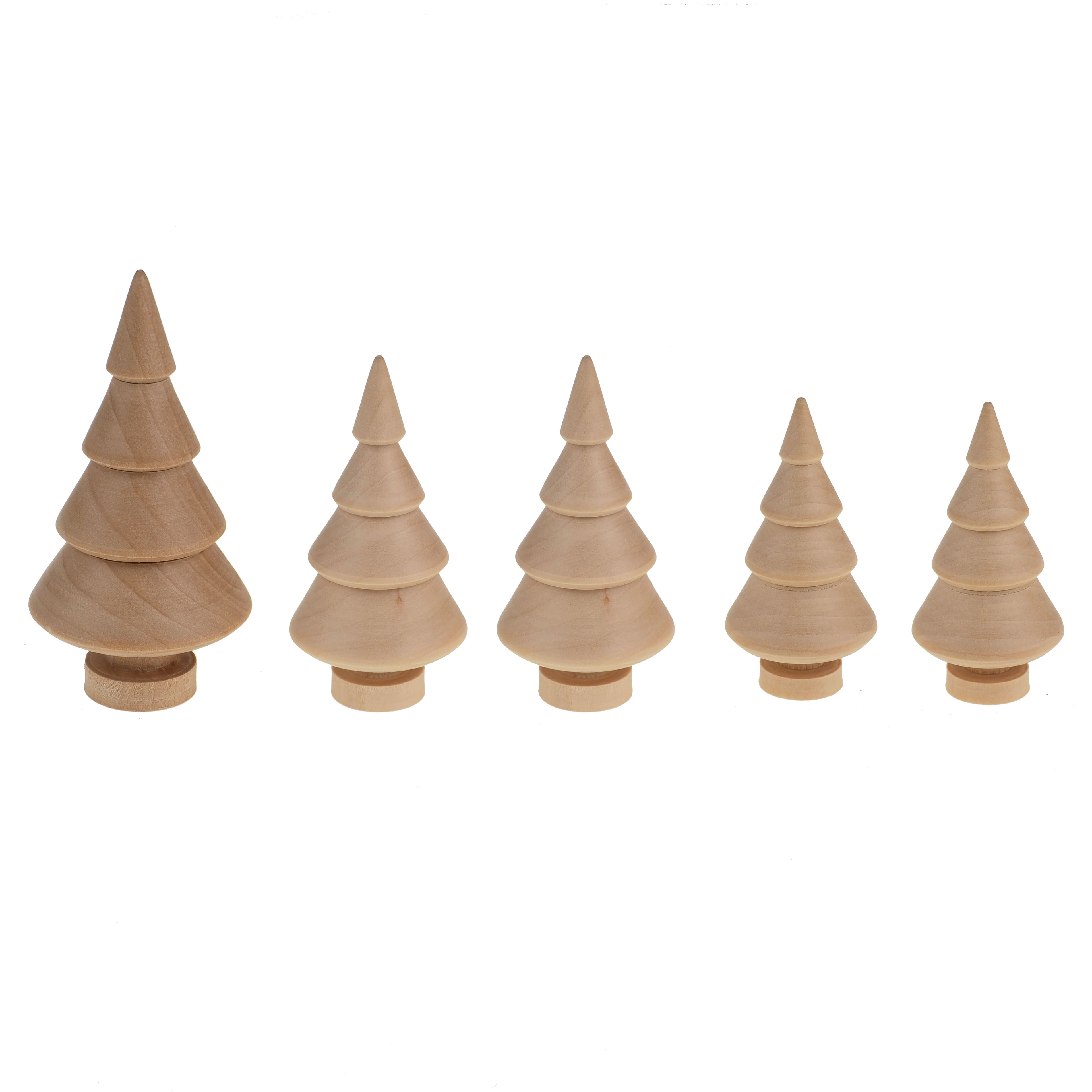Mixed Turning DIY Wood Christmas Tree Figures, 5ct. by Make Market®