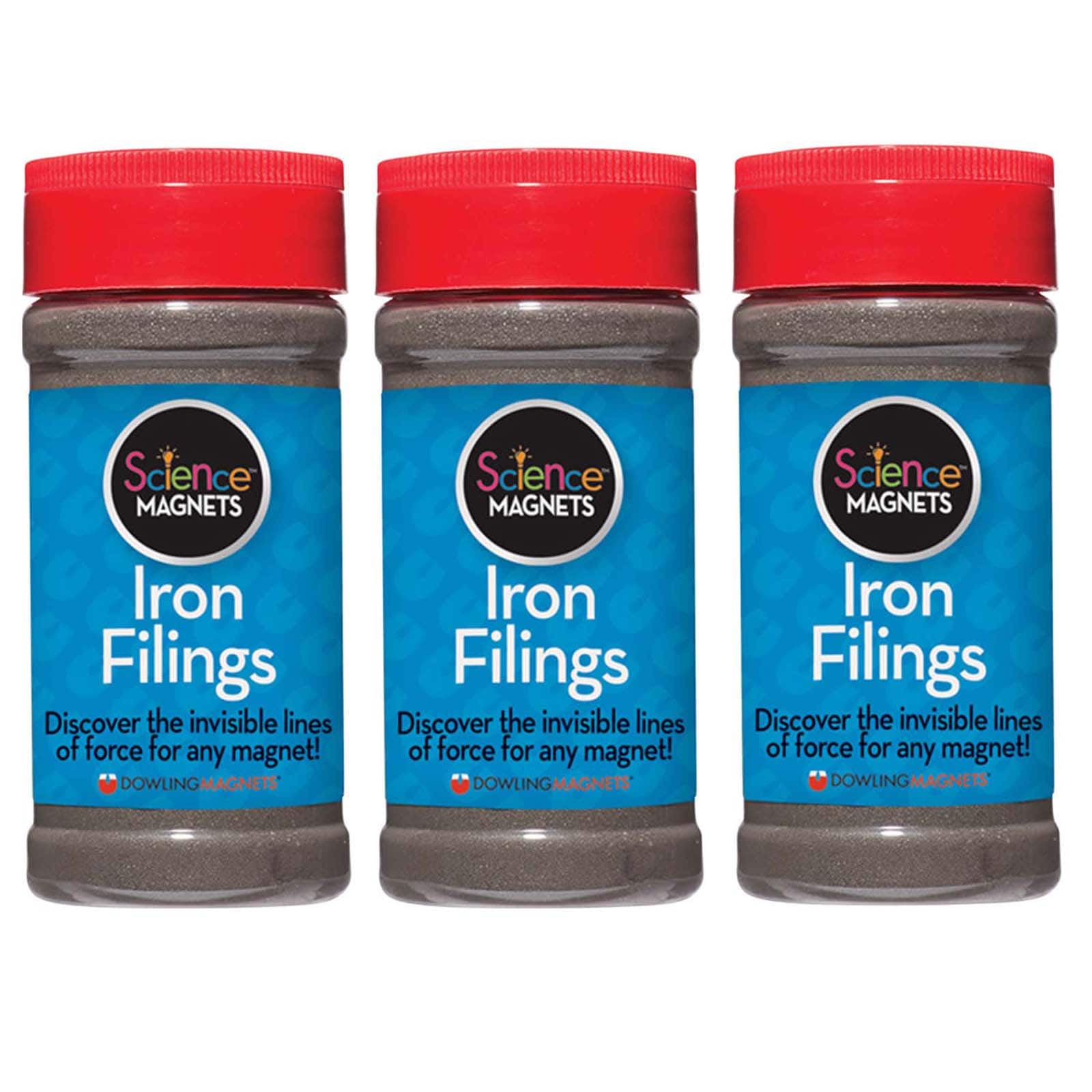 Dowling Magnets® Iron Filings, 3 Jars of 12oz.