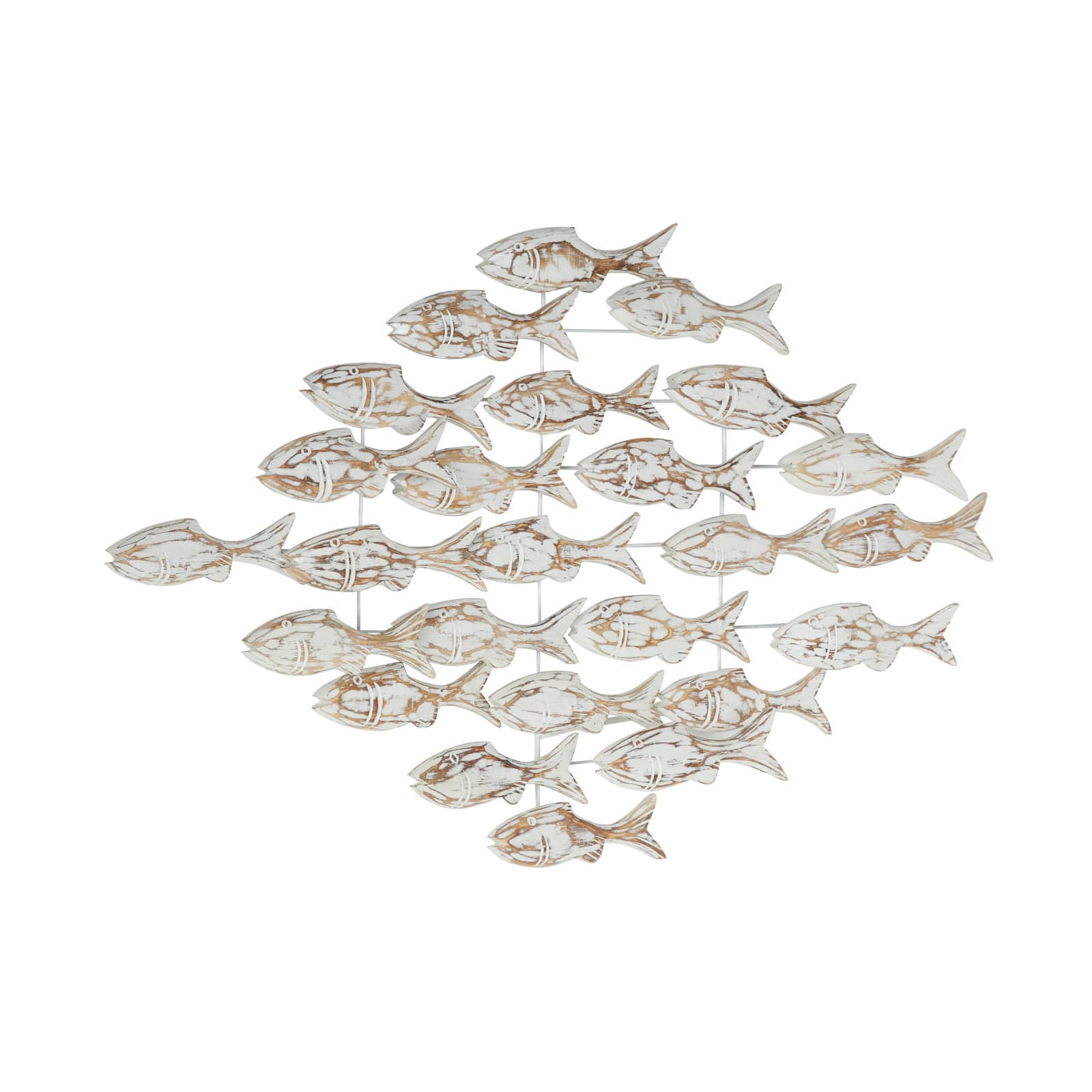 37" White Wood Fish Coastal Wall Decor