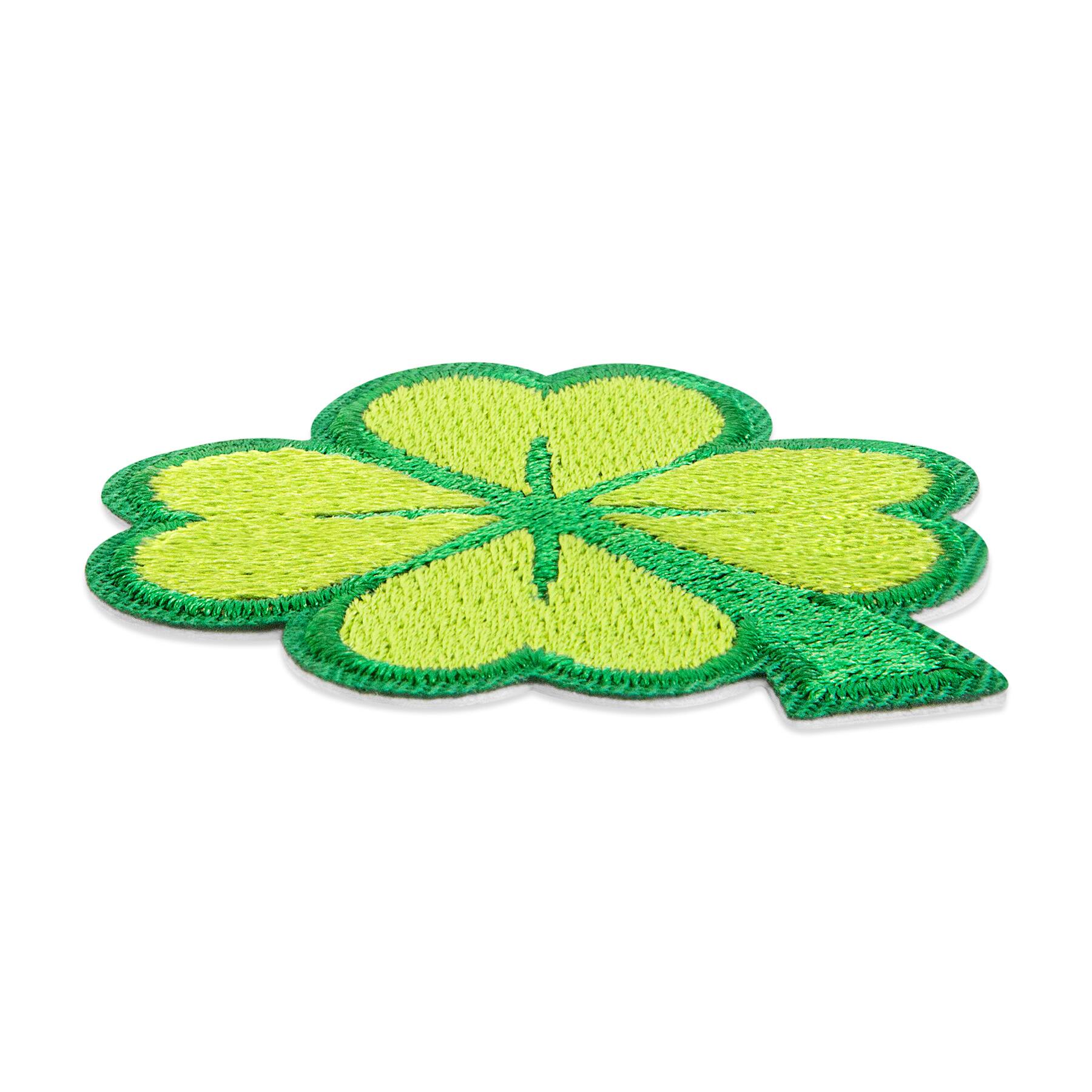 Green Embroidered Four Leaf Clover Iron-On & Adhesive Patch by Make Market®
