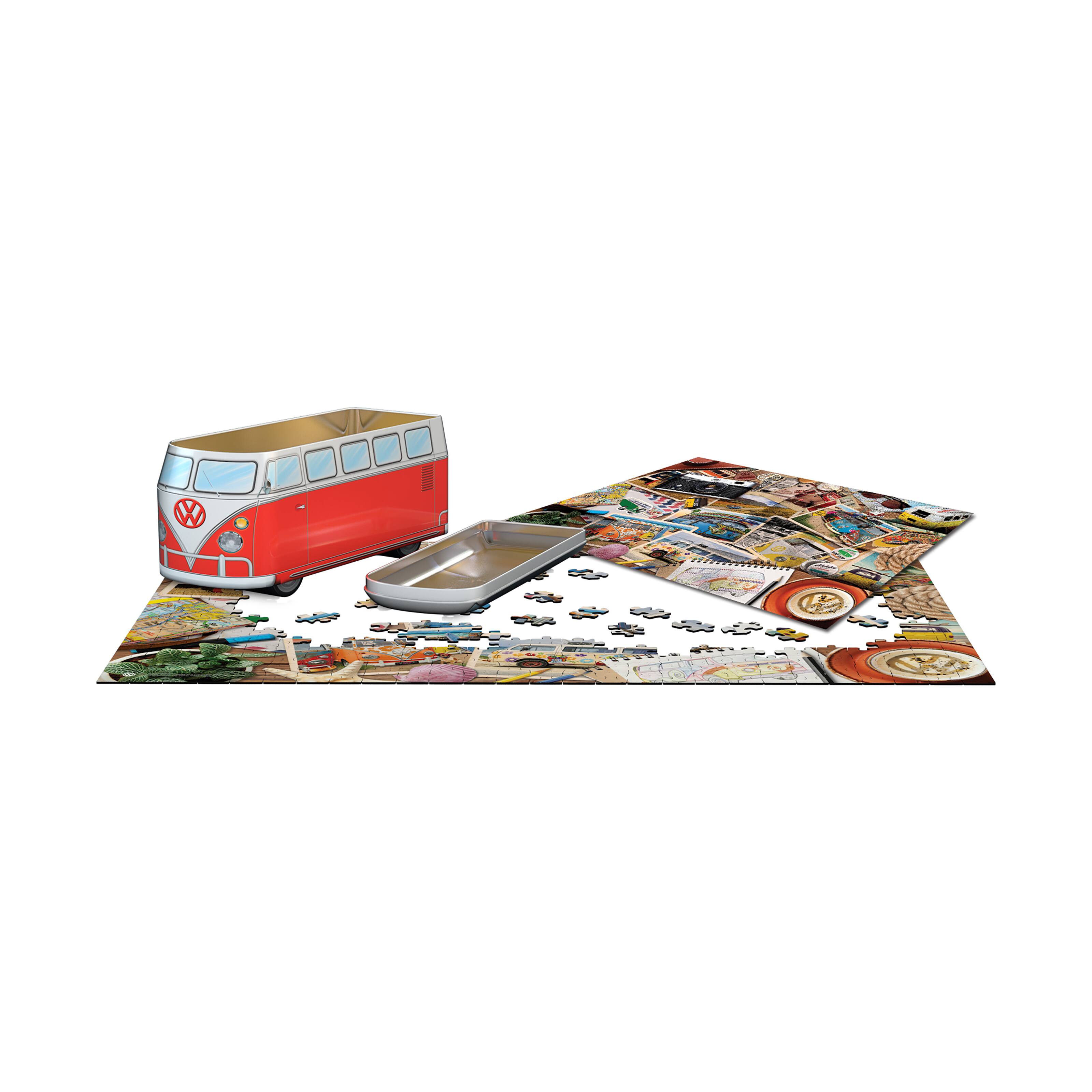 VW Road Trips Collectible Bus-Shaped Tin Puzzle: 550 Pcs