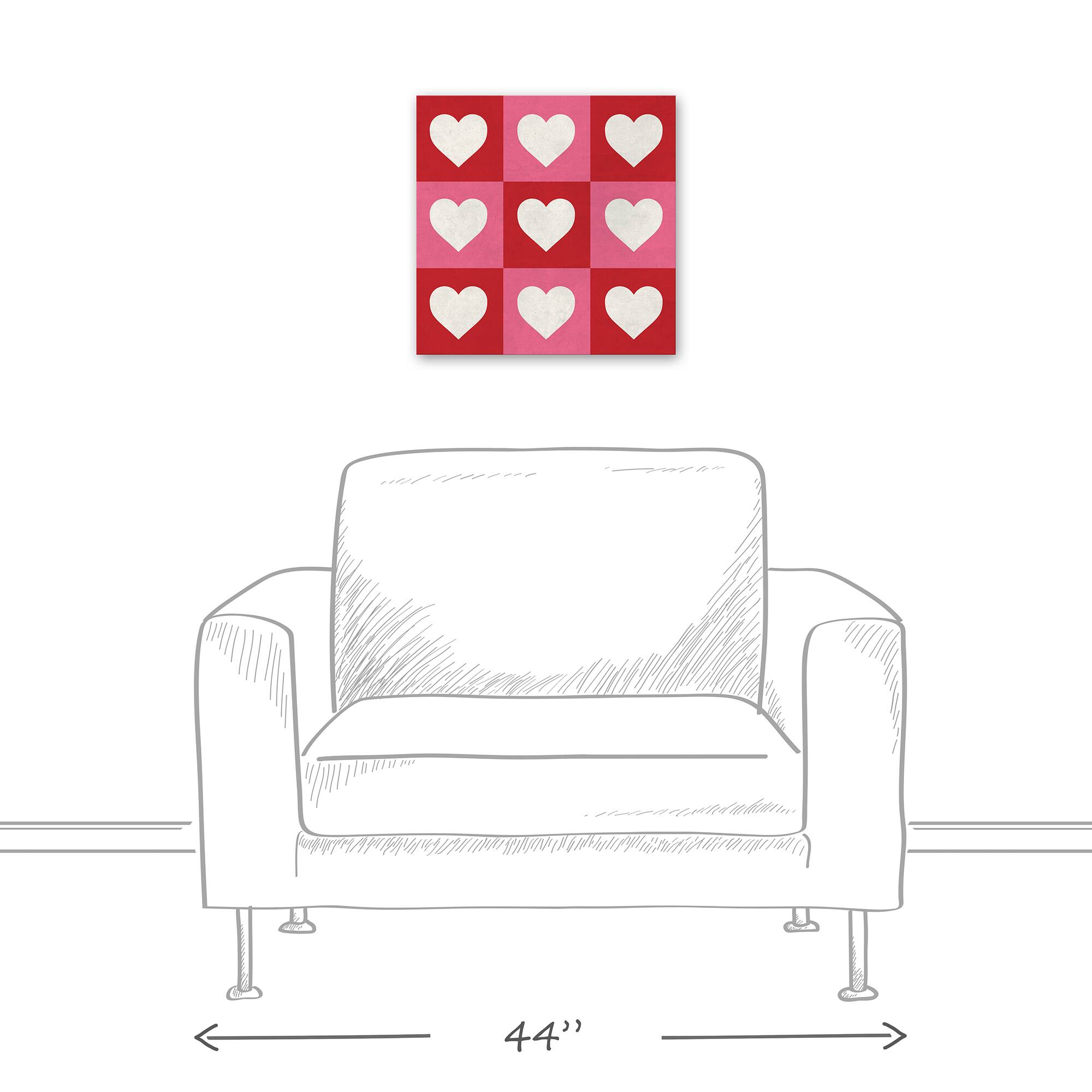Heart Checker Pattern Canvas Wall Art