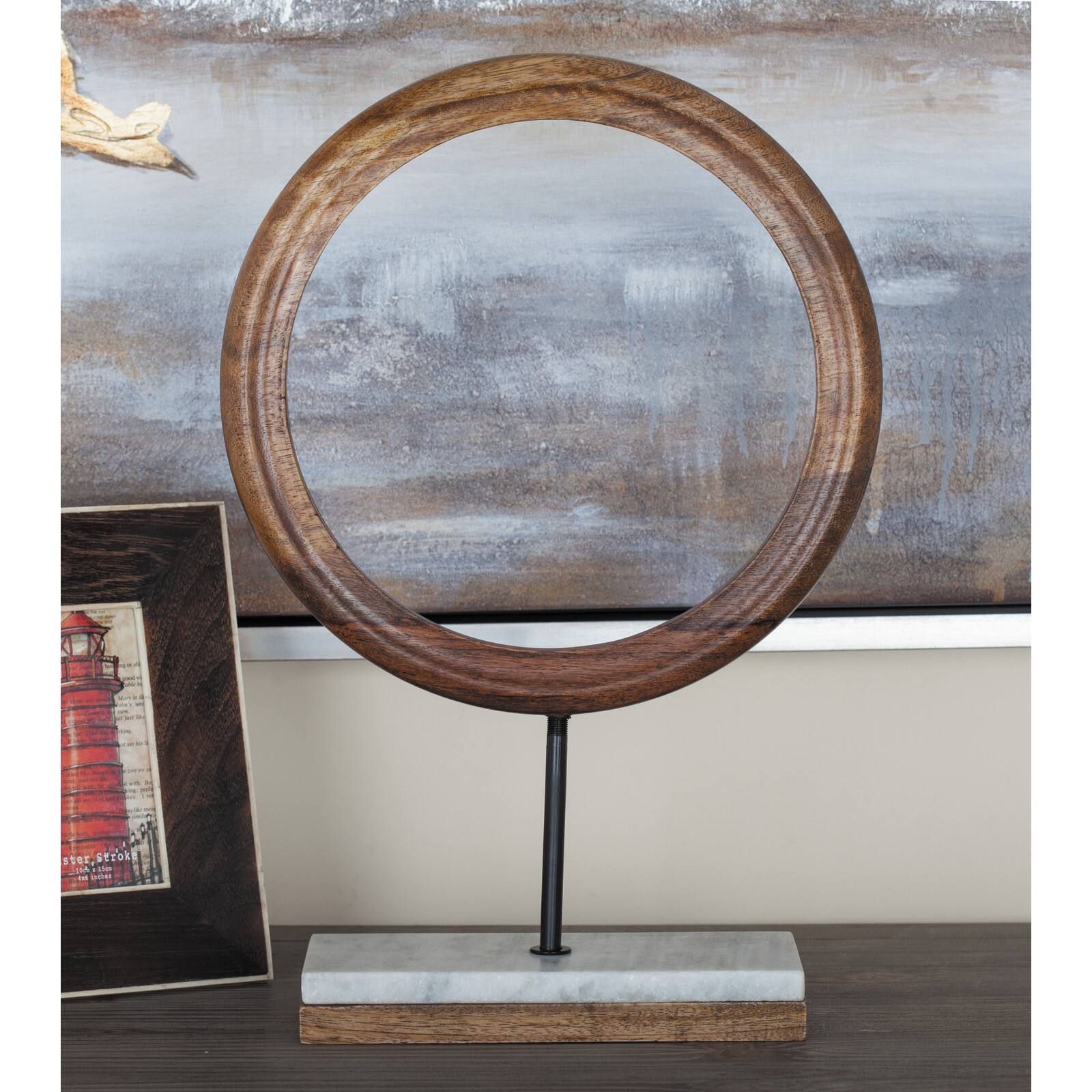17" Brown Mango Wood Abstract Sculpture