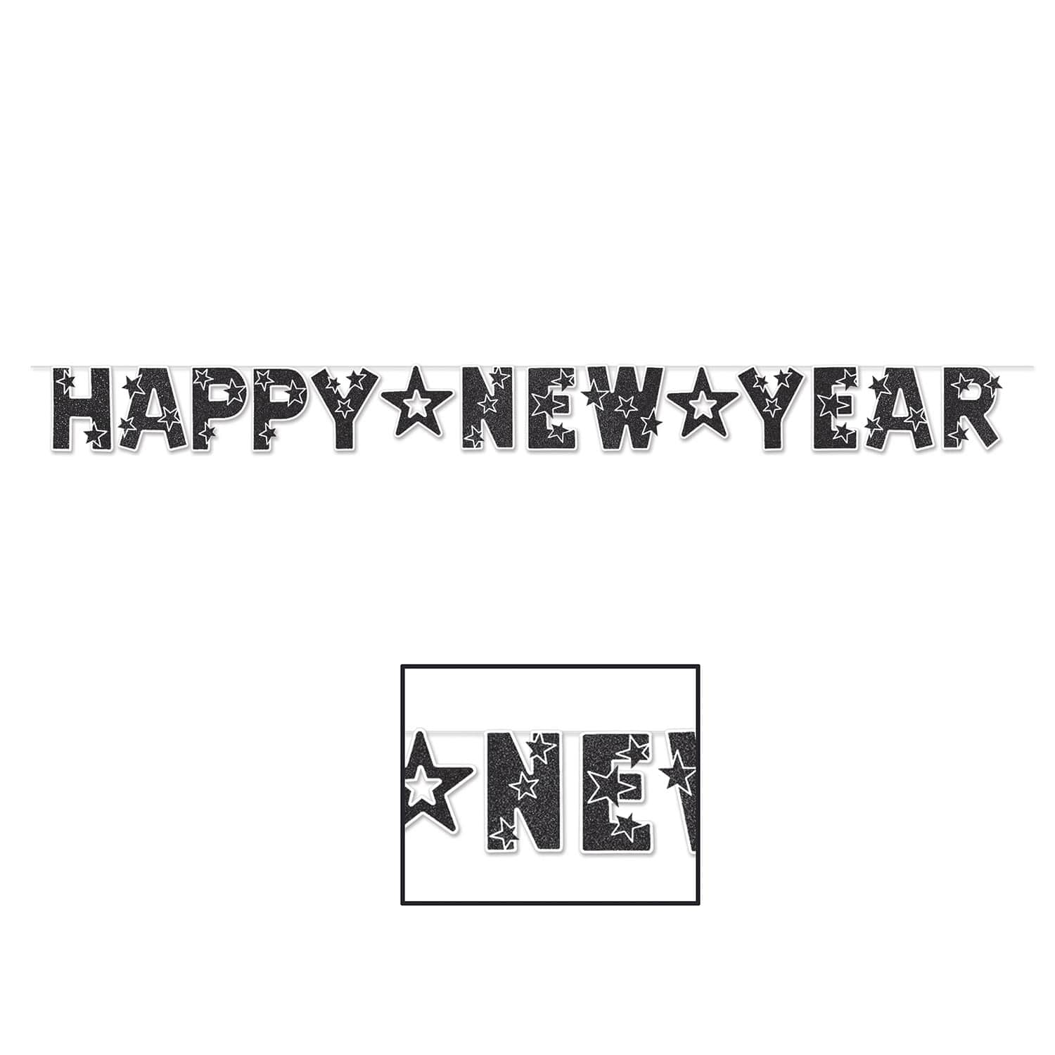 Beistle 8ft. Black & White Happy New Year Glittered Streamer