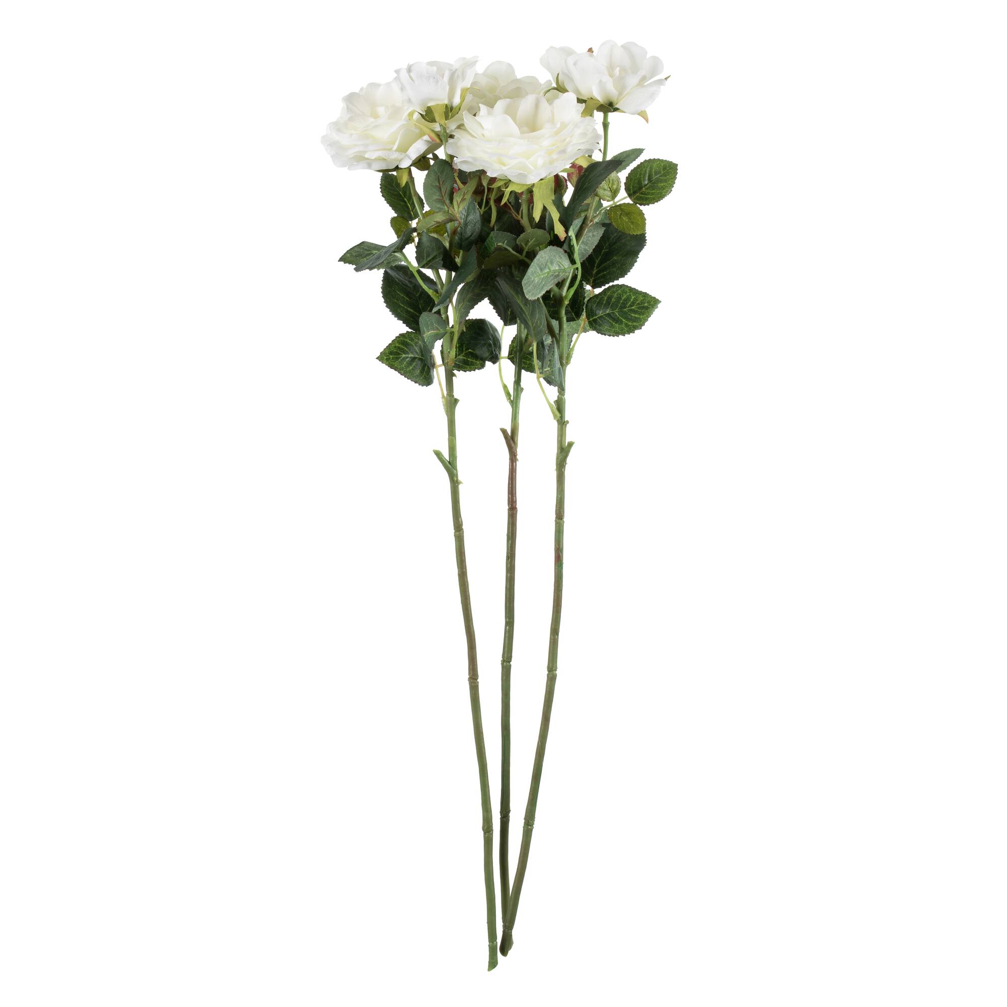White Rose Stem, 3ct.