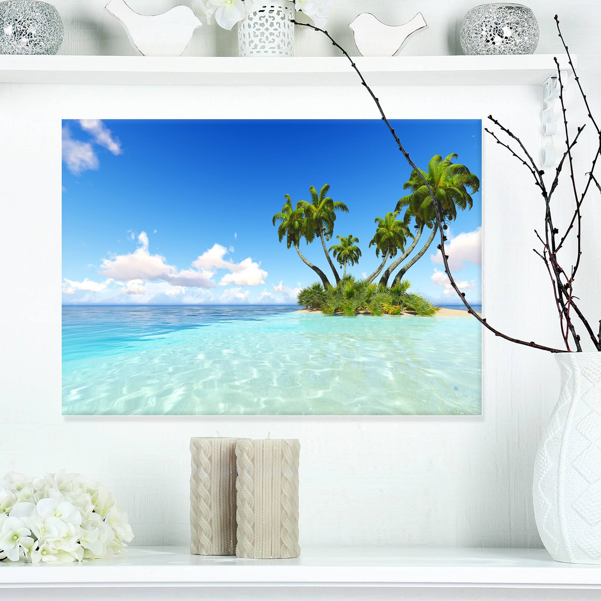 Designart - Corals Island under Blue Sky - Seascape Canvas Art Print