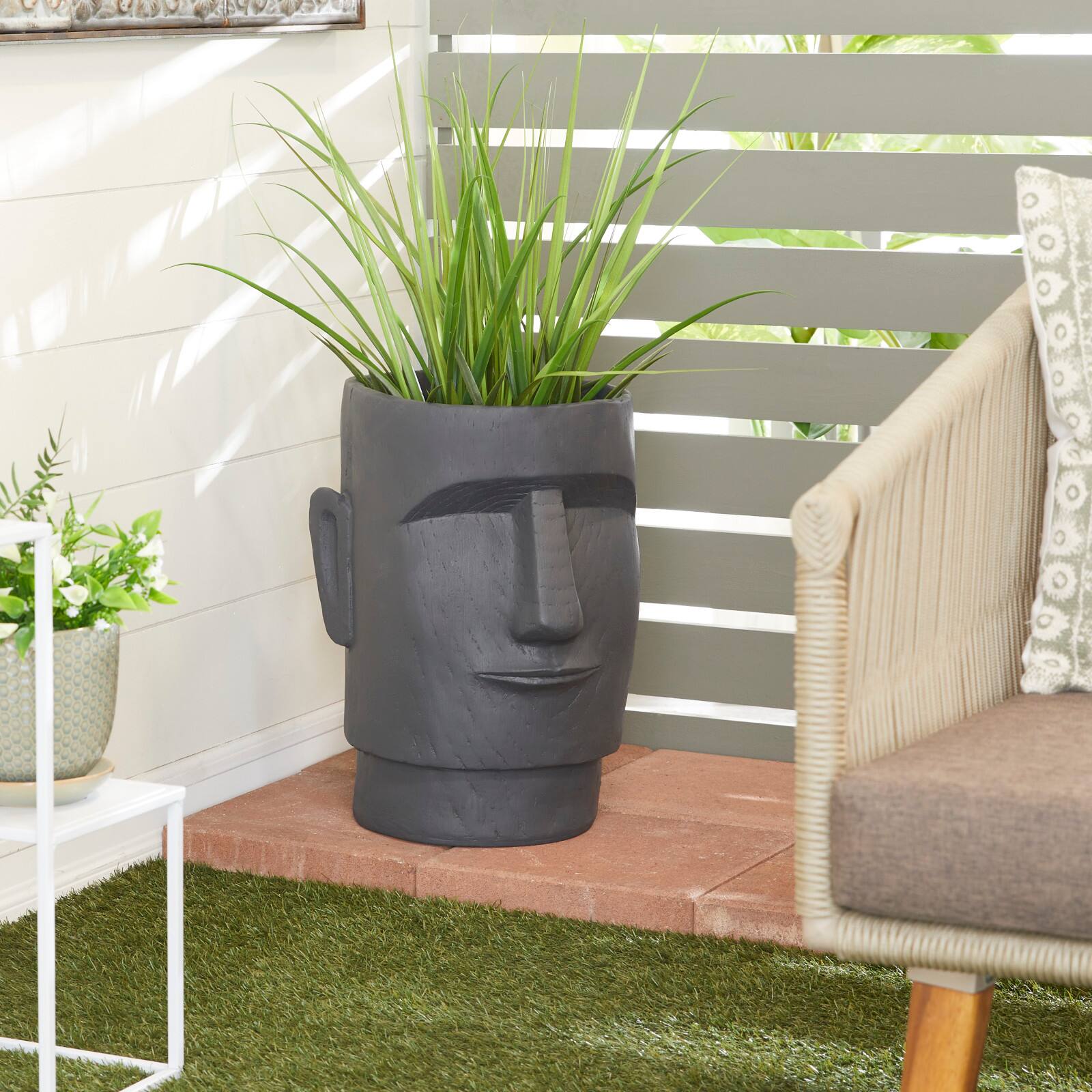 Grey Contemporary Planter, 13" x 14" x 18"