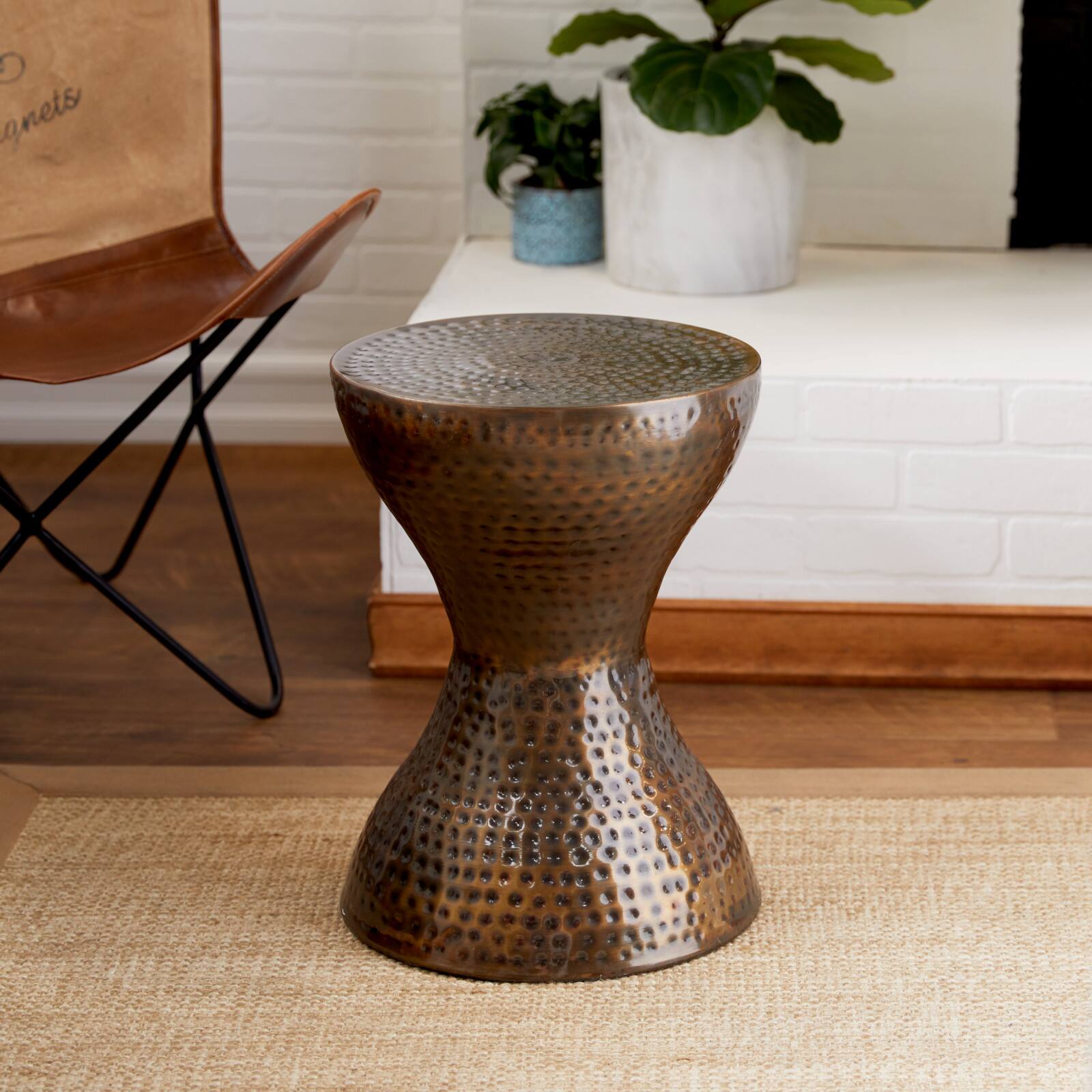 19" Bronze Iron Industrial Accent Table