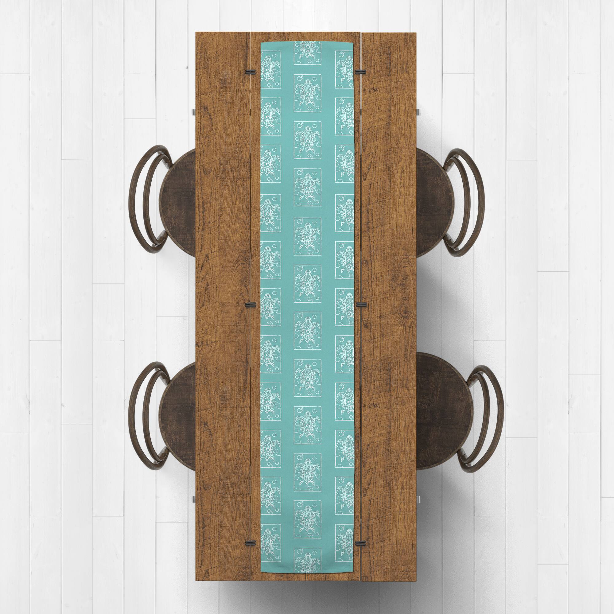 Sea Turtle Stamp Indoor/Outdoor Table Runner
