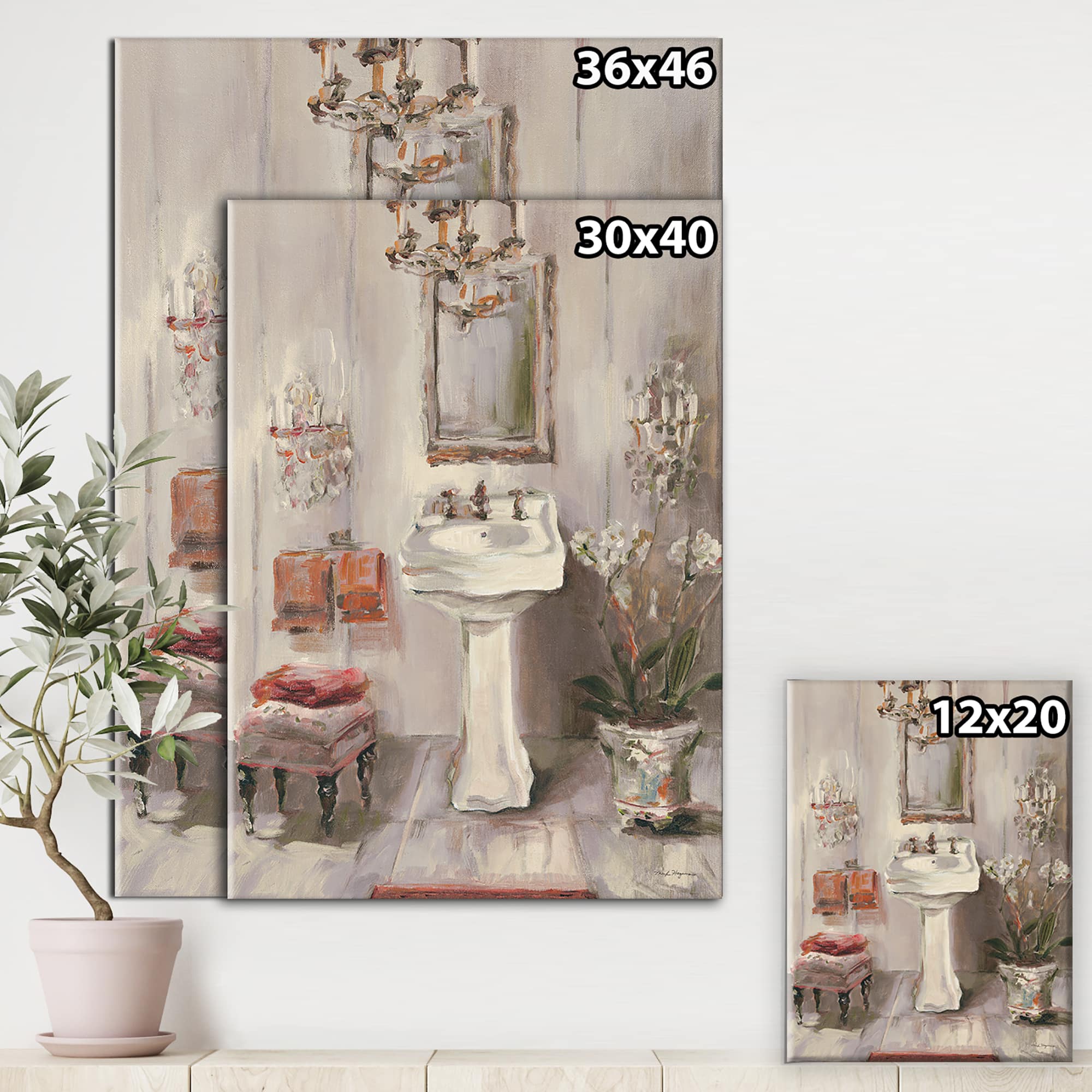 Designart - French Bath La baignoire I - Traditional Bathroom Premium Canvas Wall Art