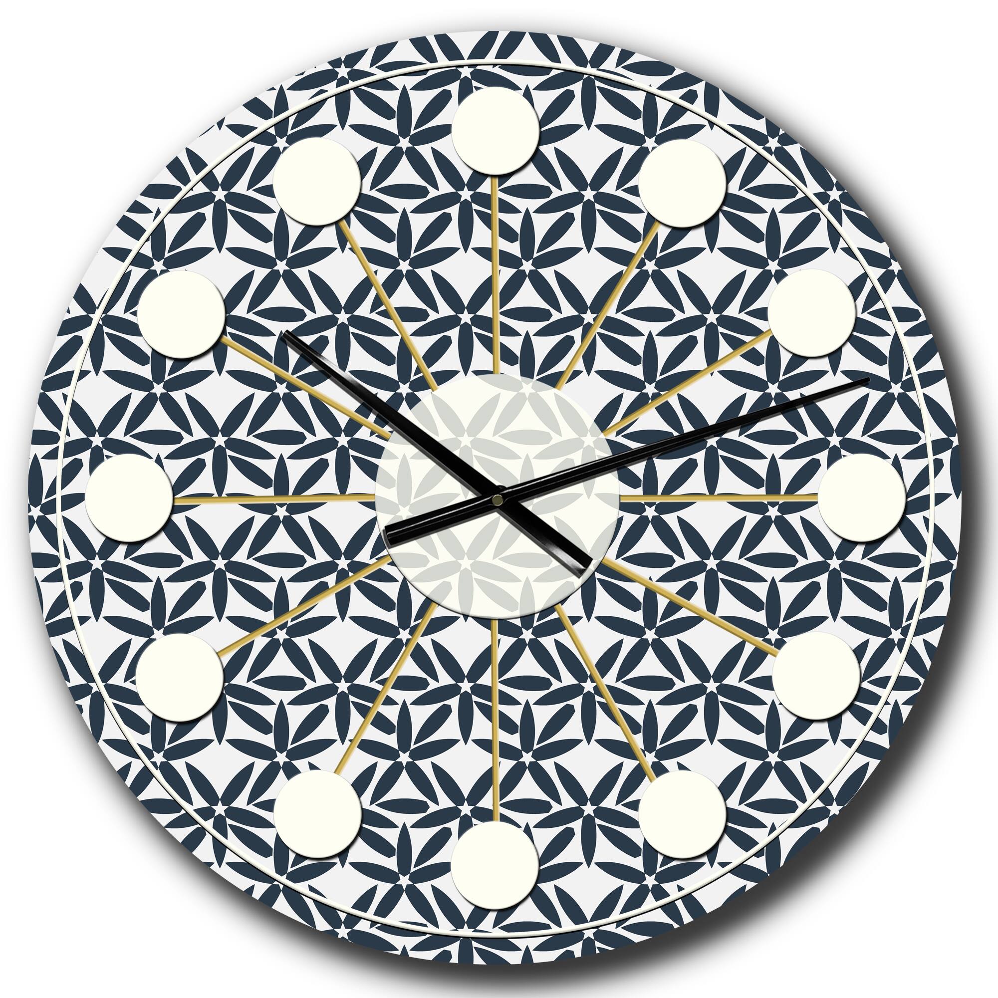 Designart 'Retro Abstract Flower Design Iv Mid-Century Modern Wall Clock