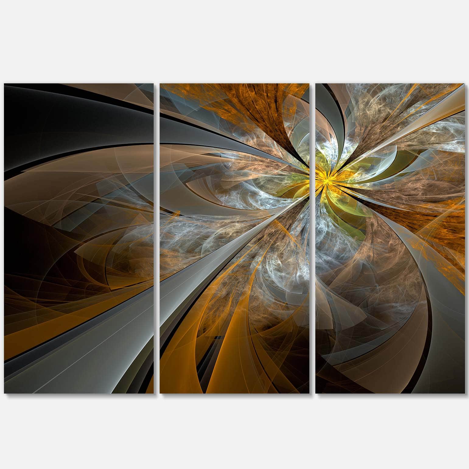 Designart - Symmetrical Yellow Fractal Flower