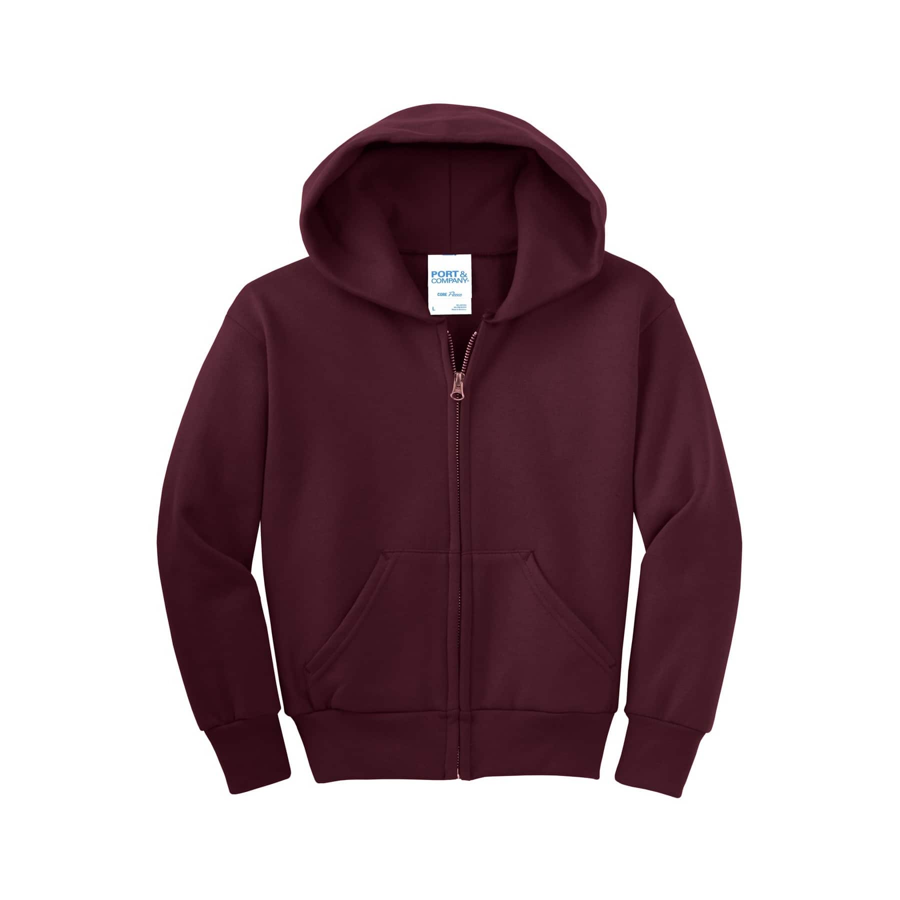 Port & Company® Youth Core Fleece Full-Zip Hooded Sweatshirt