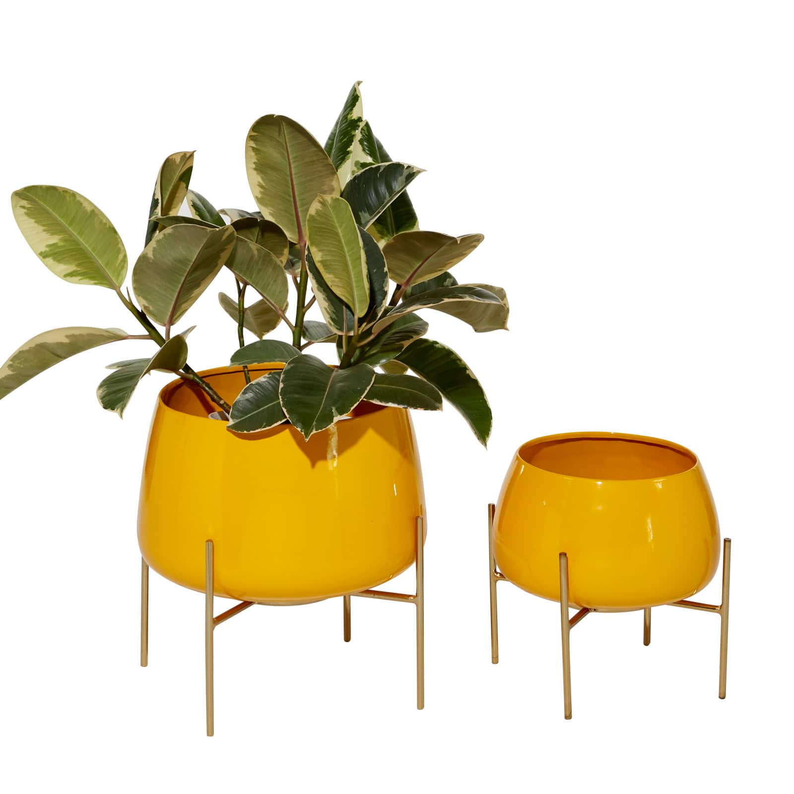 Metal Round Contemporary Planter Set
