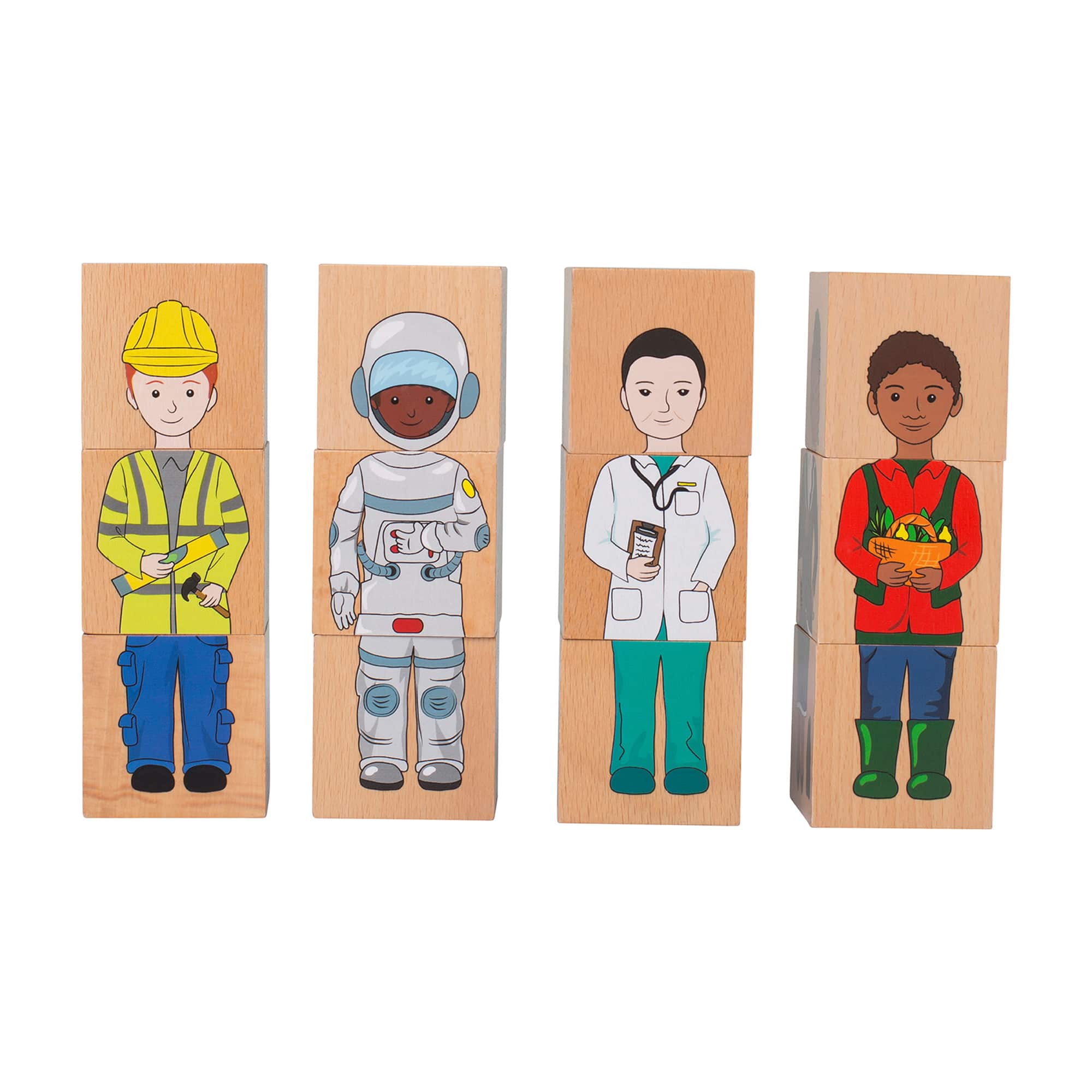 The Freckled Frog 2" Career Mix 'N' Match Wooden Blocks Set