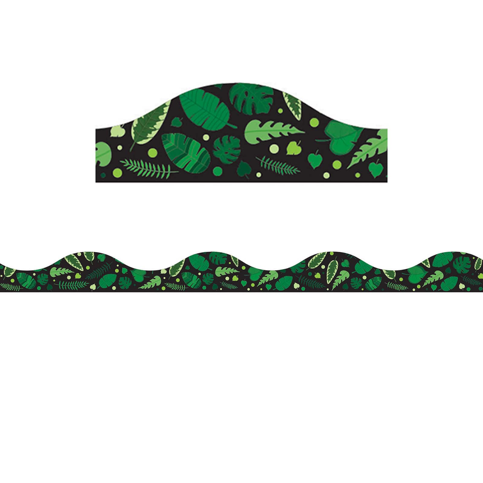 Ashley Productions Greenery on Black Magnetic Scallop Border Set