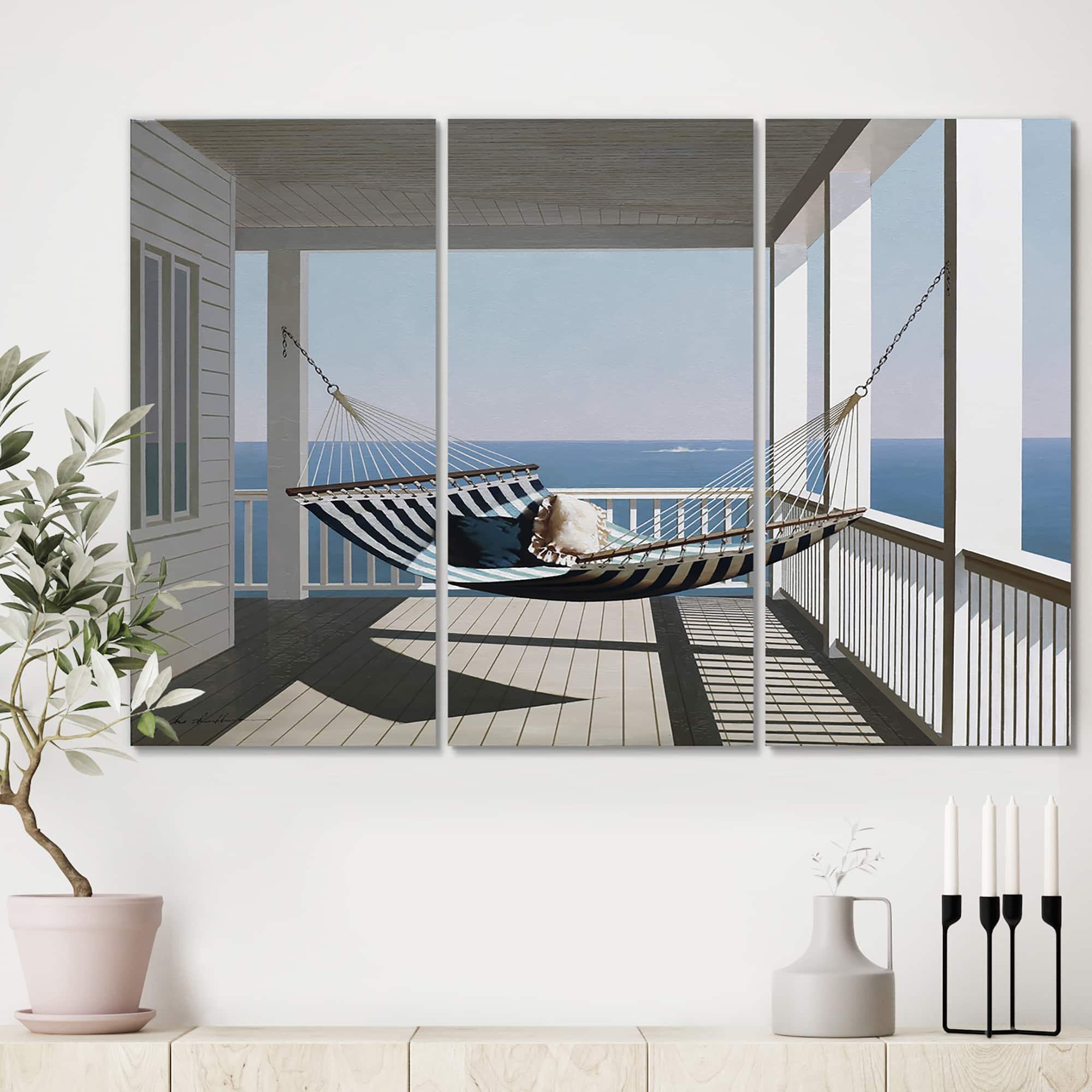 Designart - Hammock & Pillows - Beach Canvas Wall Art