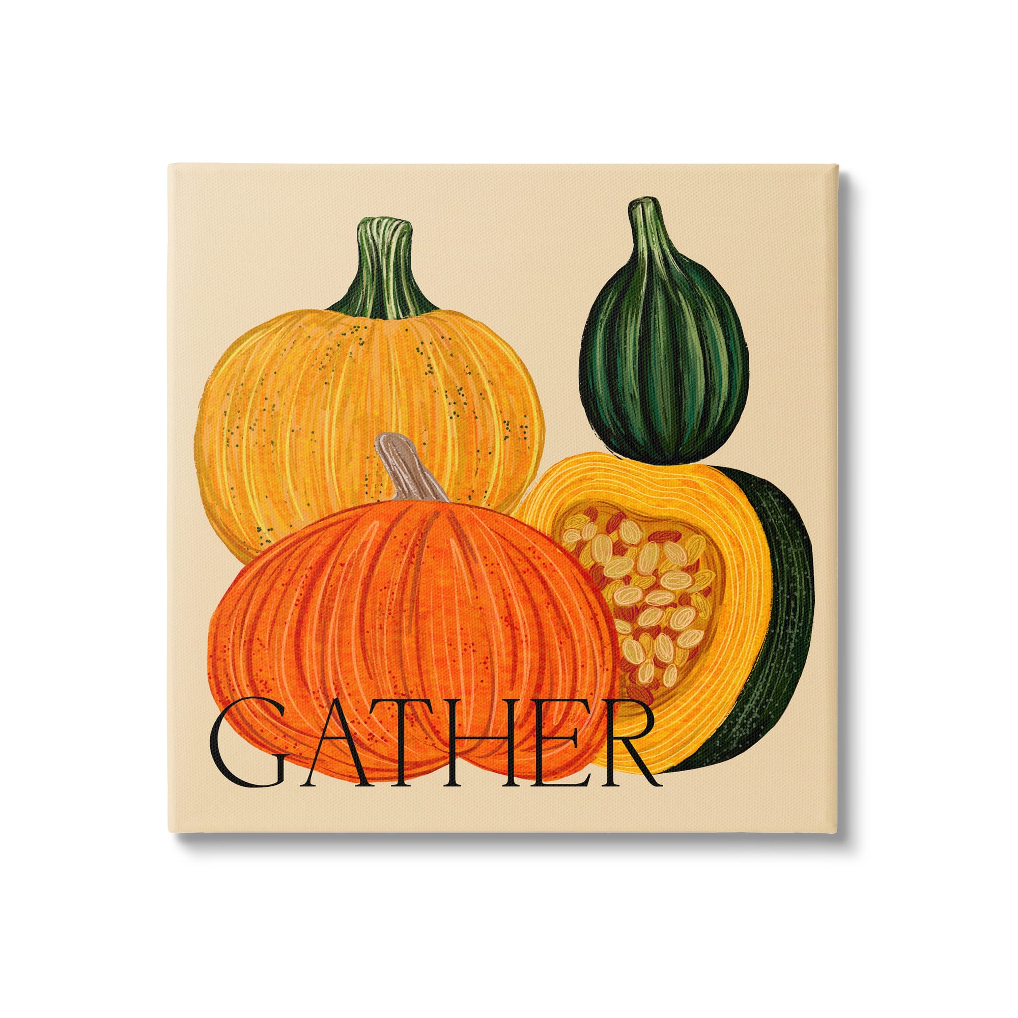 Stupell Industries Gather Autumn Harvest Gourds Canvas Wall Art