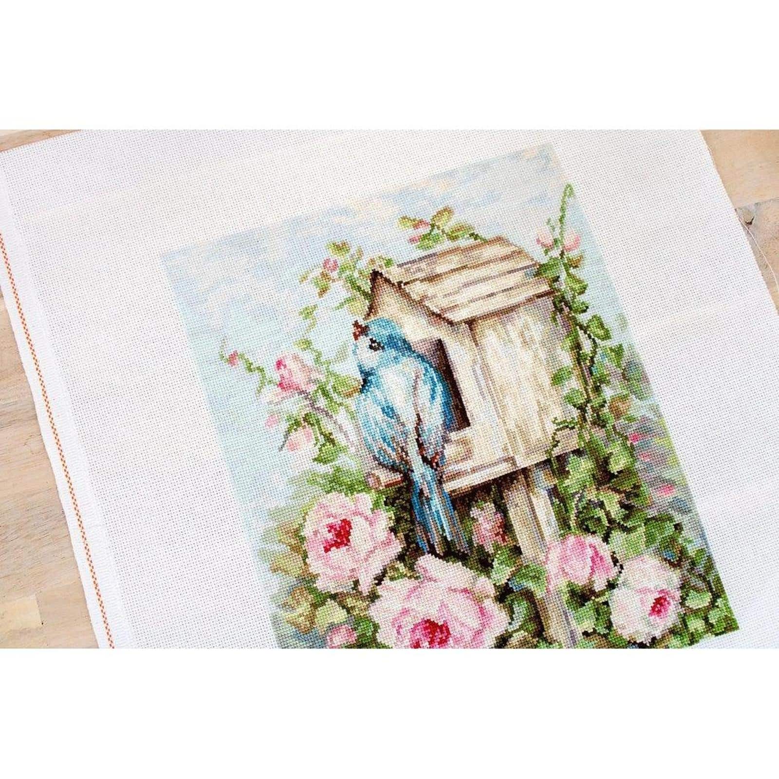 Luca-s Bird House & Roses Counted Cross Stitch Kit