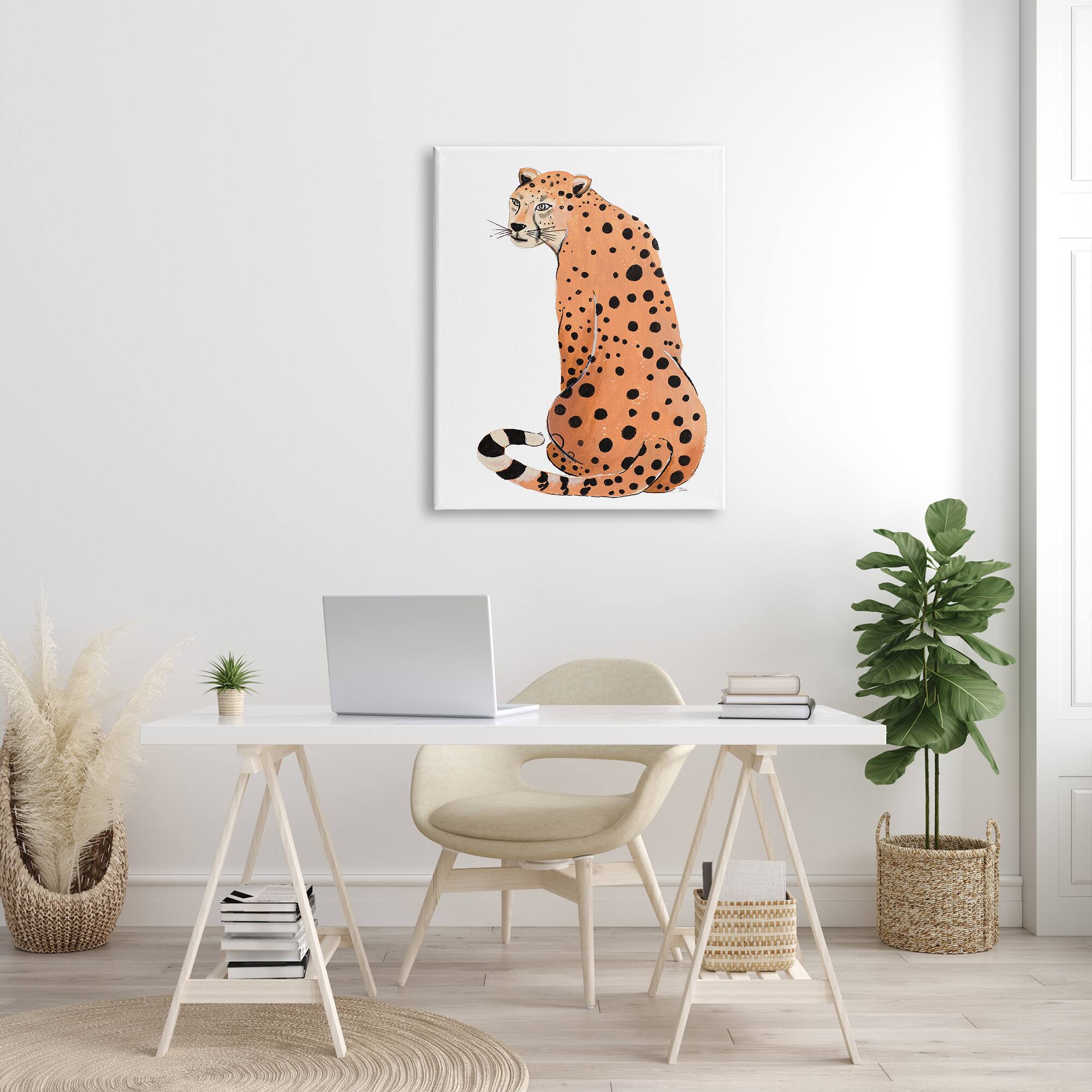 Stupell Industries Orange Jungle Cat Bold Spots Safari Animal Canvas Wall Art
