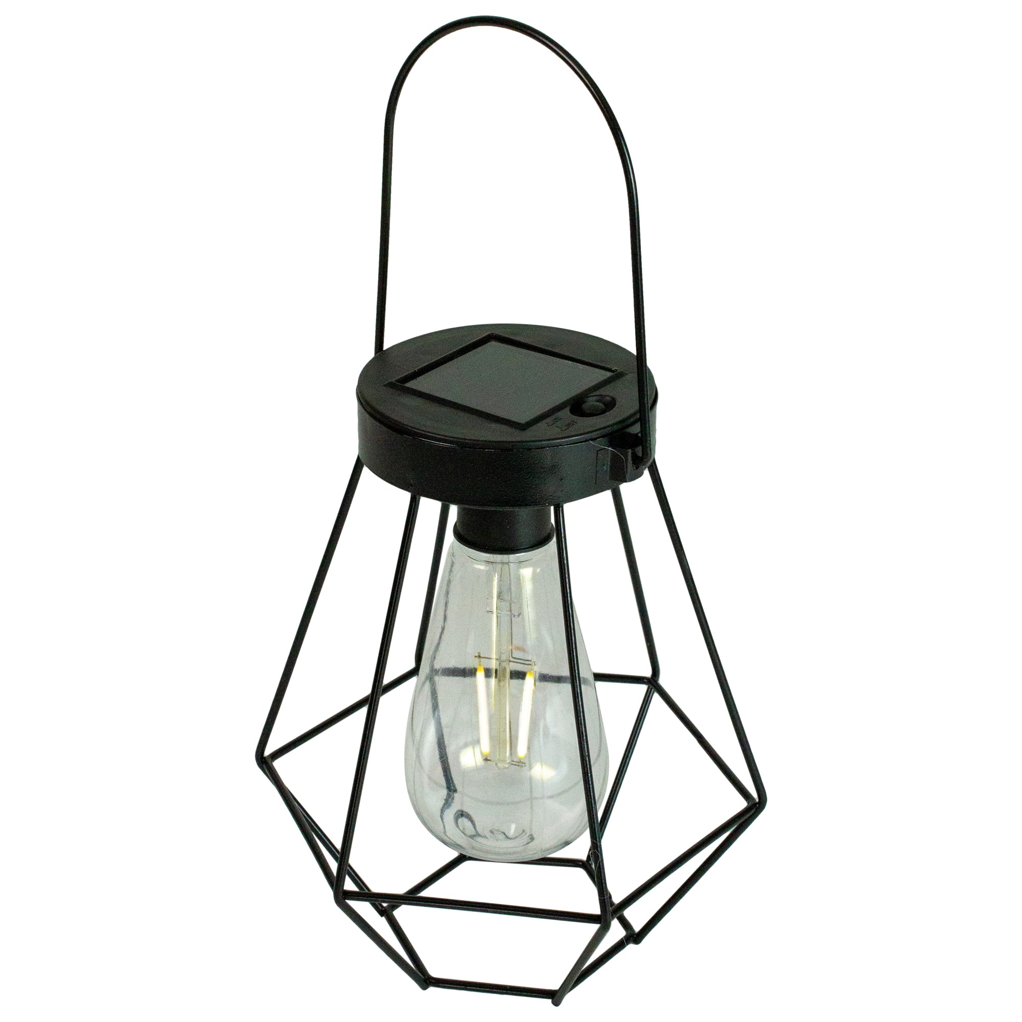7.5" Black Geometric Outdoor Hanging Solar Lantern