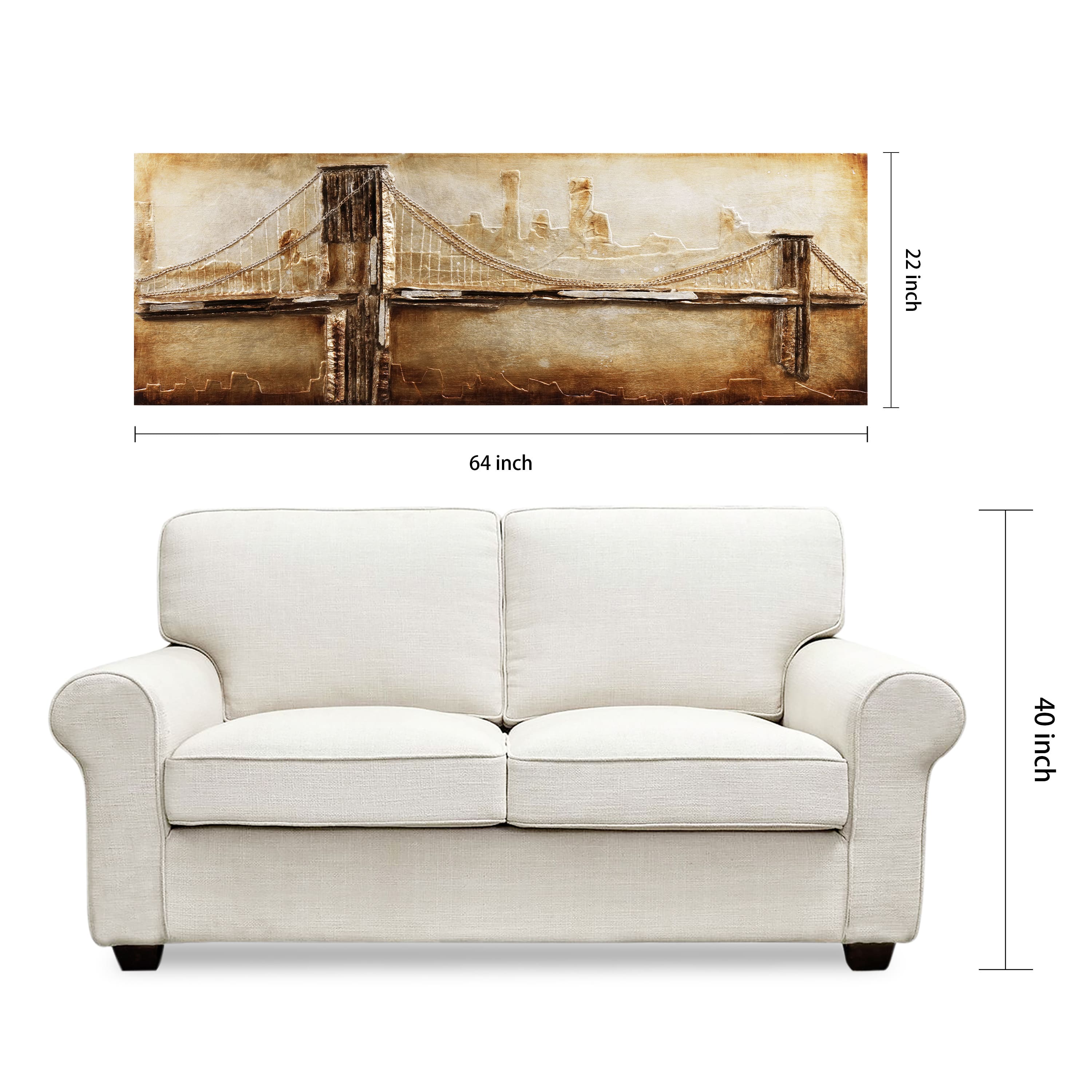 Empire Art Direct 64" x 22" Bridge to the City 2 Handed Painted Rugged Sculpture Wall Art