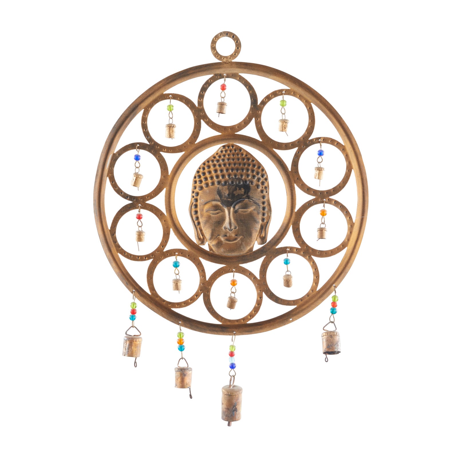 Bronze Eclectic Buddha Windchime, 14" x 1" x 25"