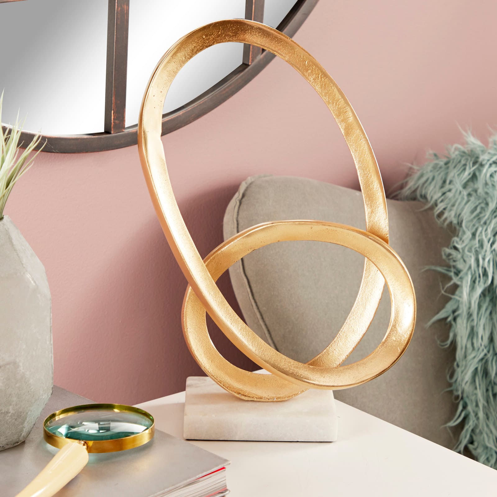 CosmoLiving by Cosmopolitan 17" Gold Aluminum Geometric Sculpture