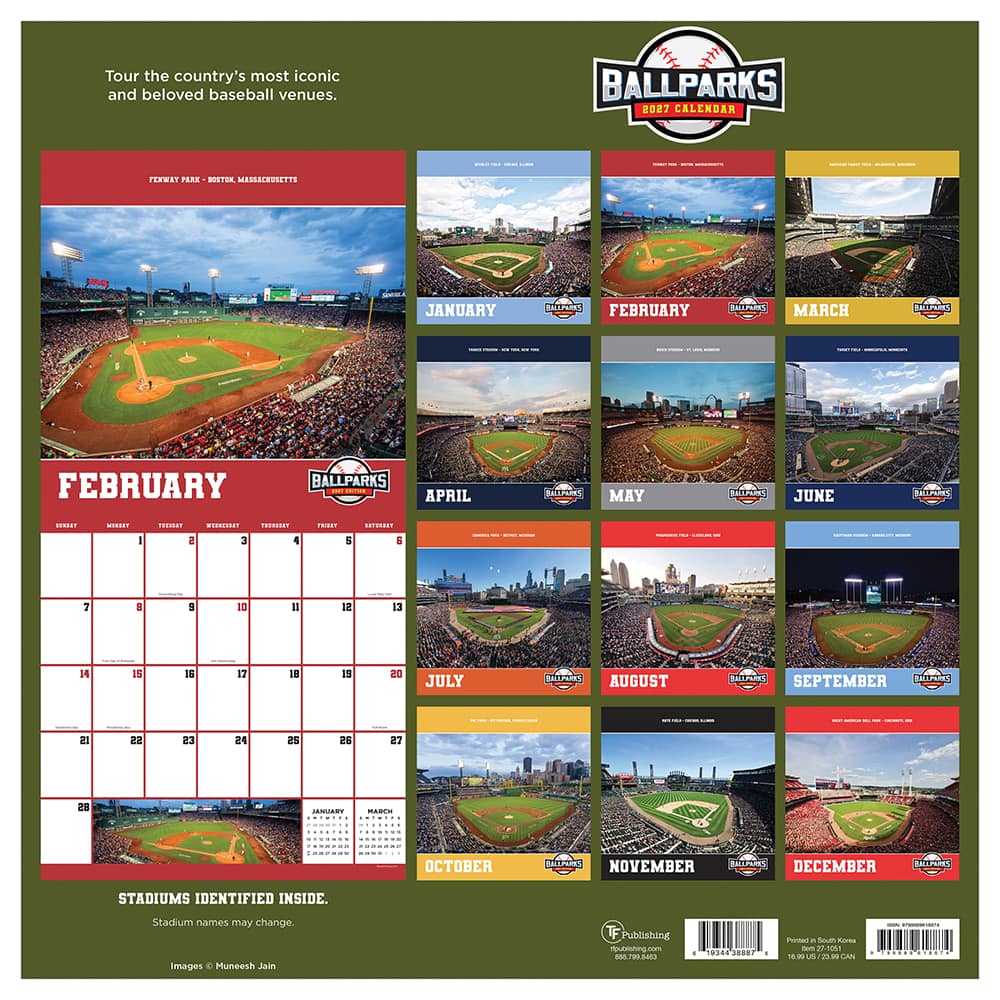 2027 Ballparks Wall Calendar