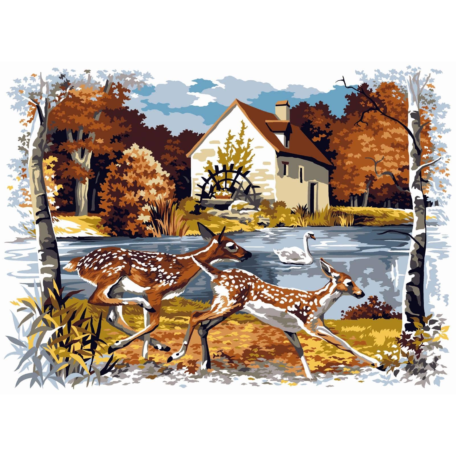 Gobelin Season Of Leaves Printed Tapestry Needlepoint Canvas