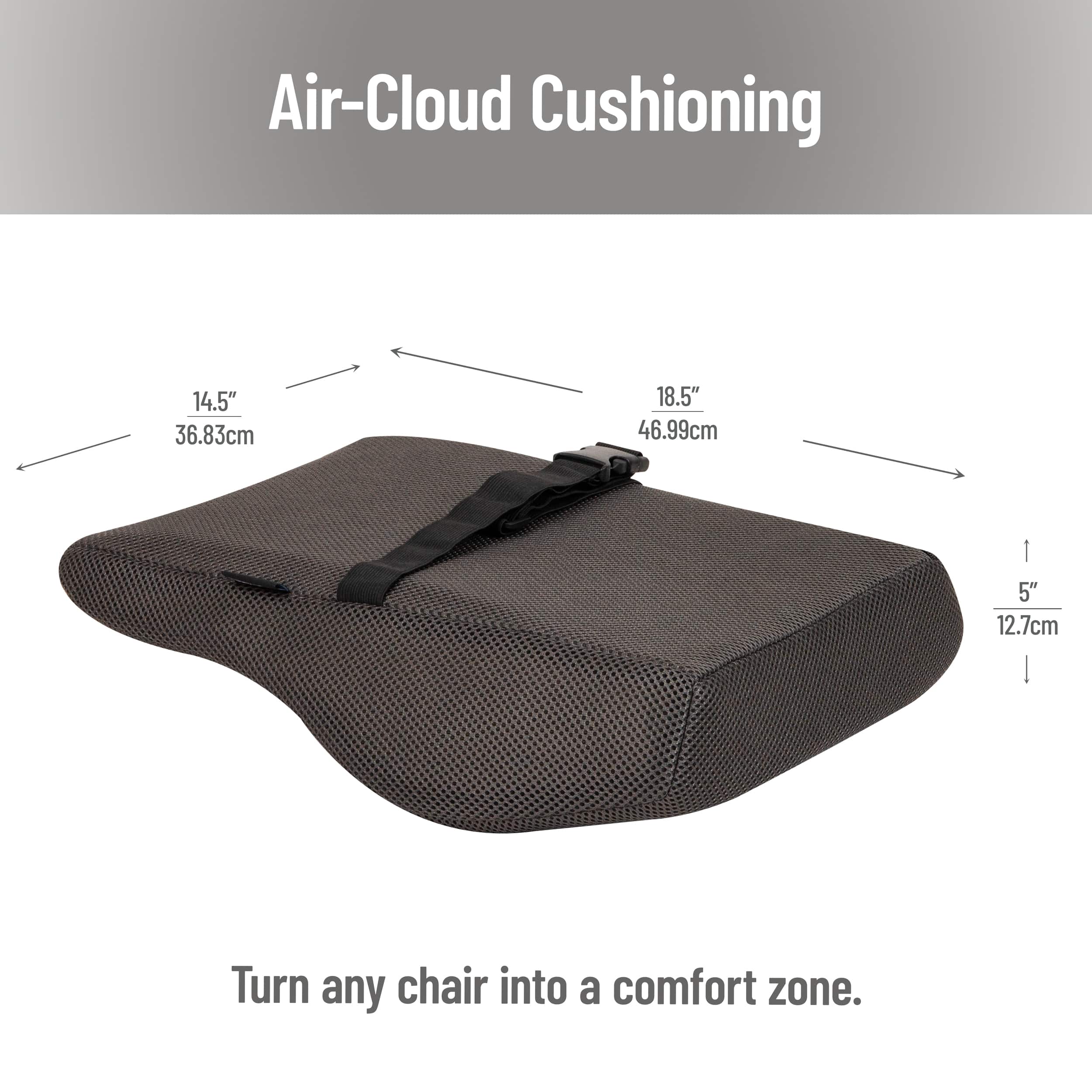 Mind Reader Air-Cloud Lumbar Cushion, Ergonomic Memory Foam Back Support Pillow for Office Chairs, Recliners, and Car Seats, Chiropractor-Recommended, Gray