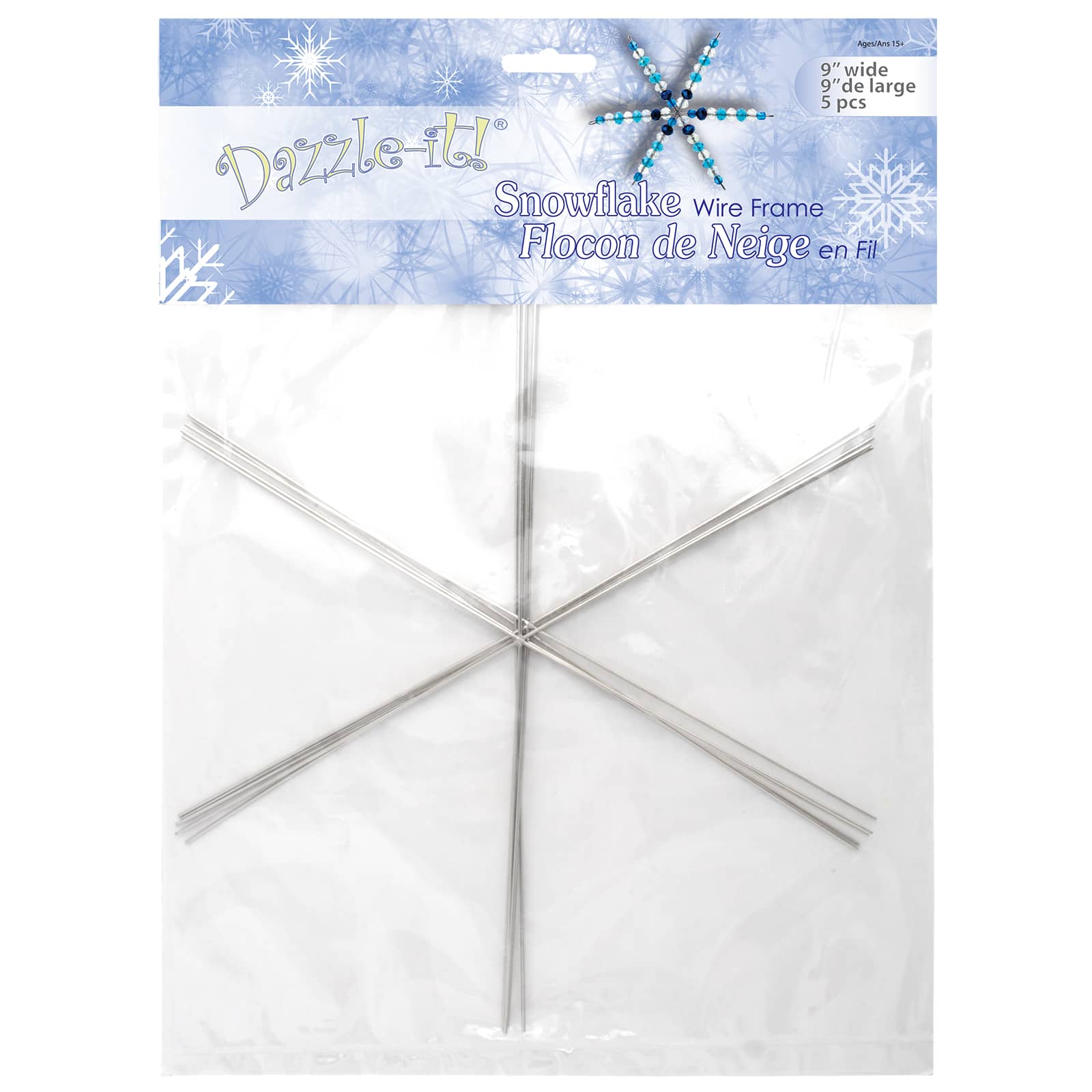 John Bead 9” Silver Snowflake Ornament Frames, 5ct.