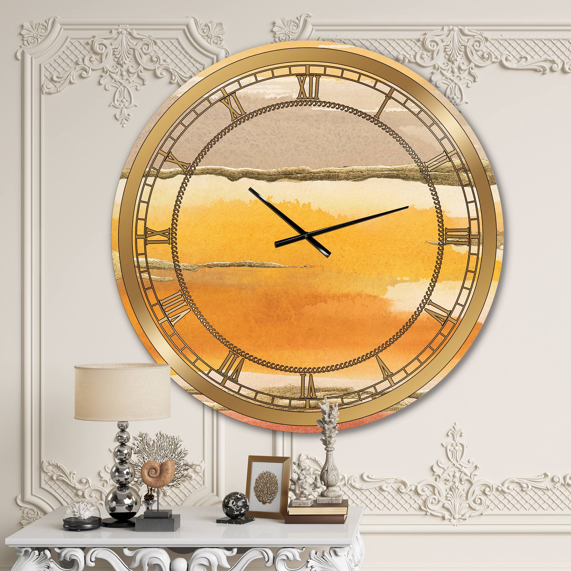 Designart Gilded Amber II Glam Wall Clock