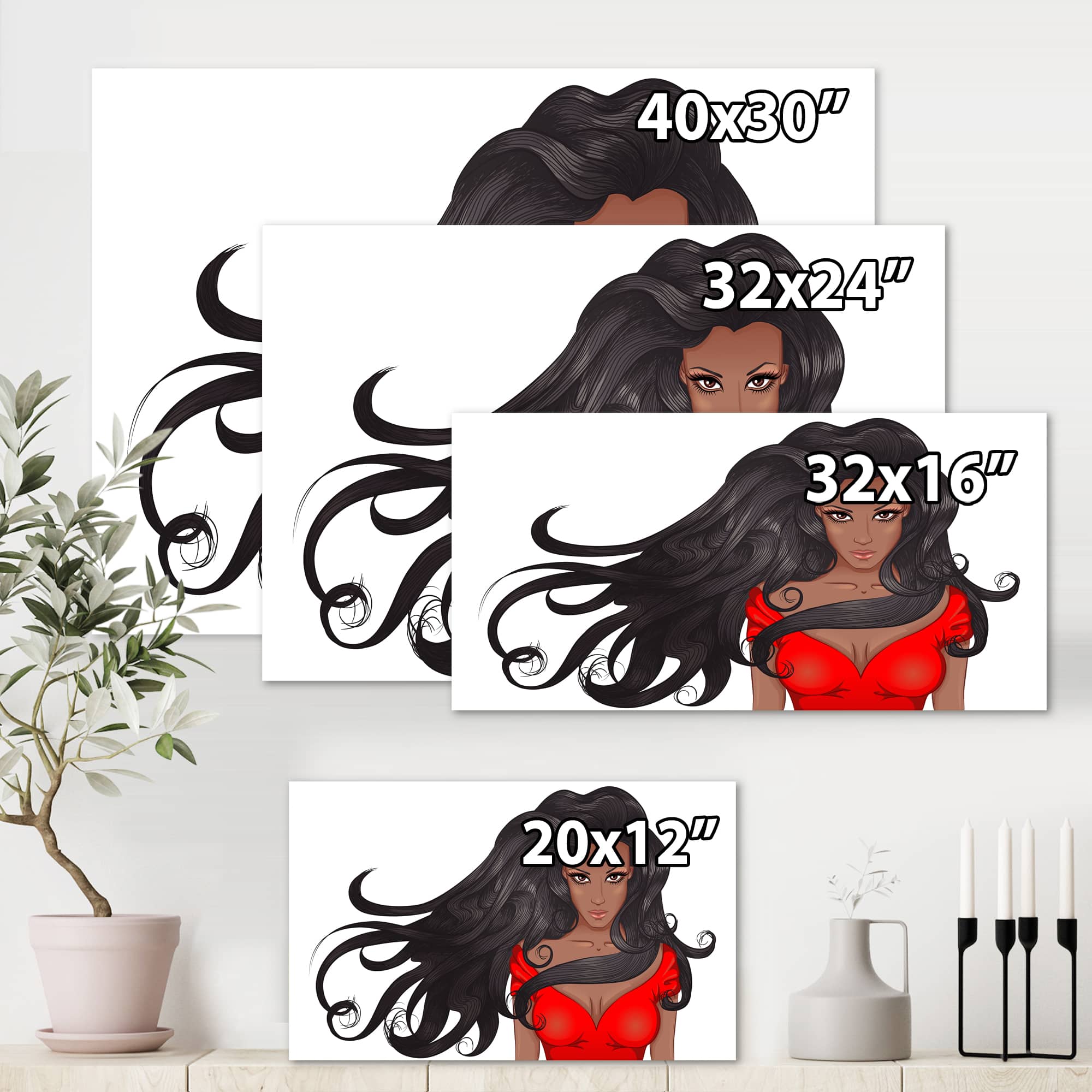 Designart - Portrait of African American Woman XIV - Modern Canvas Wall Art Print