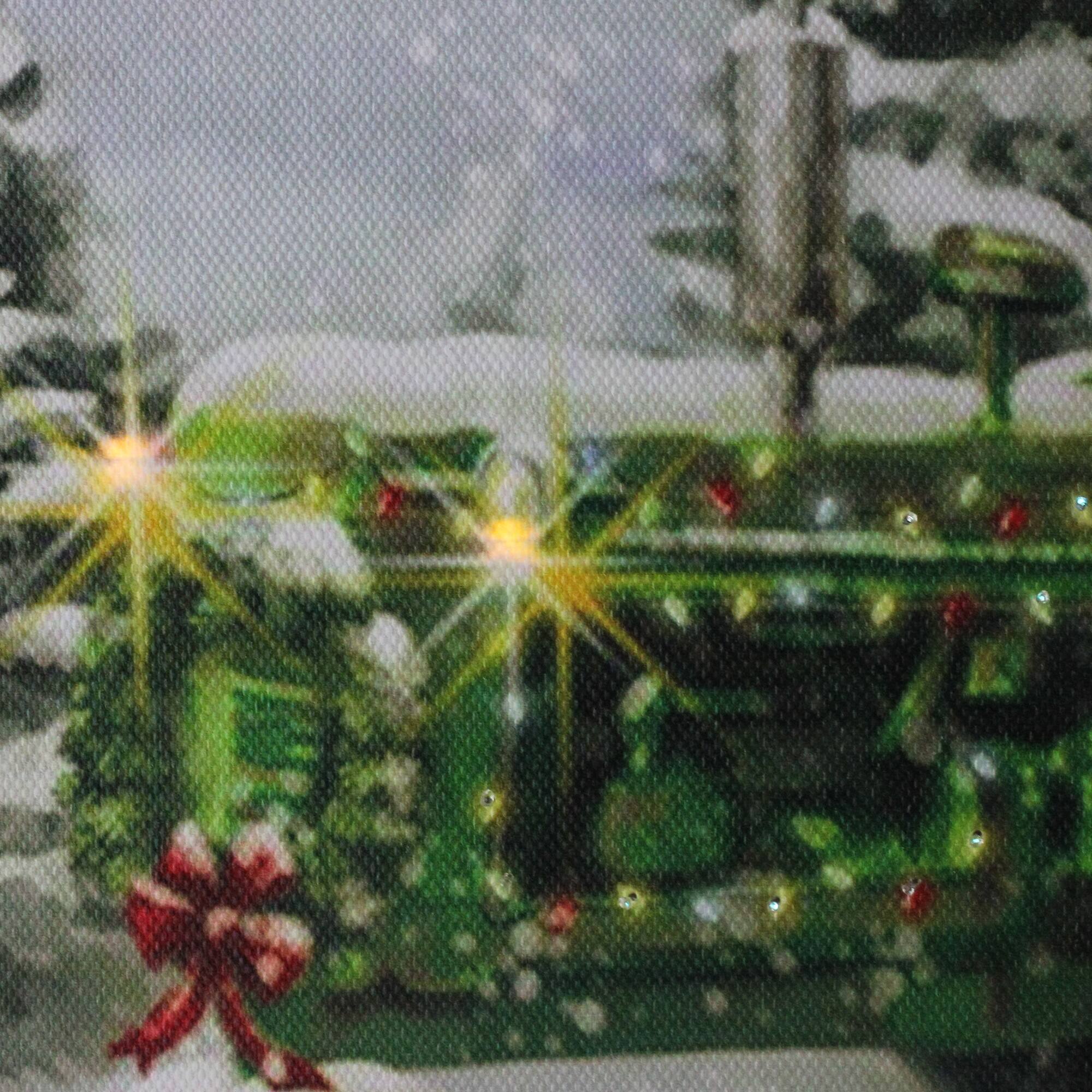 LED Lighted Merry Christmas Tractor Canvas Wall Art