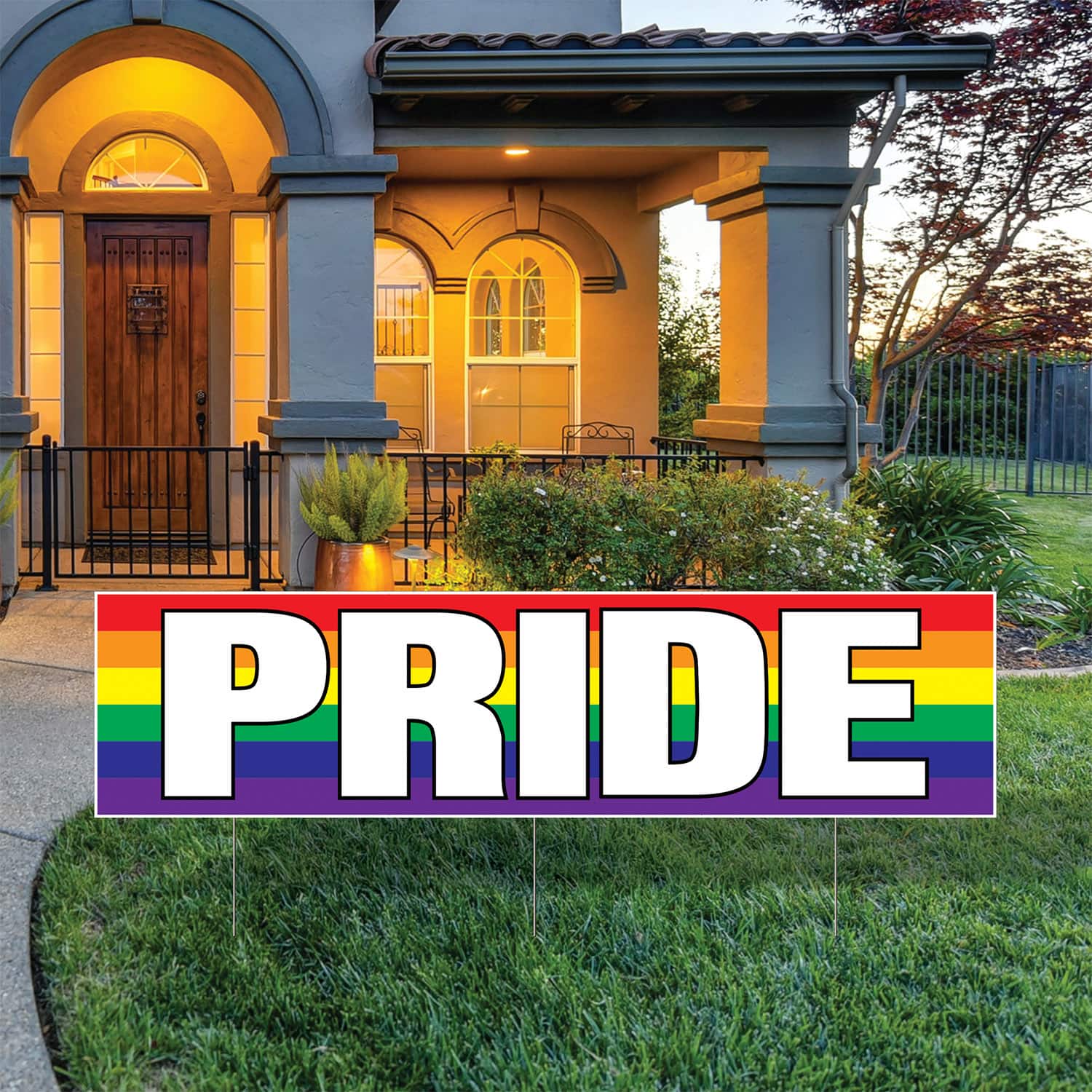 Beistle 11.75" x 47" Pride Plastic Jumbo Tri-Fold Yard Sign