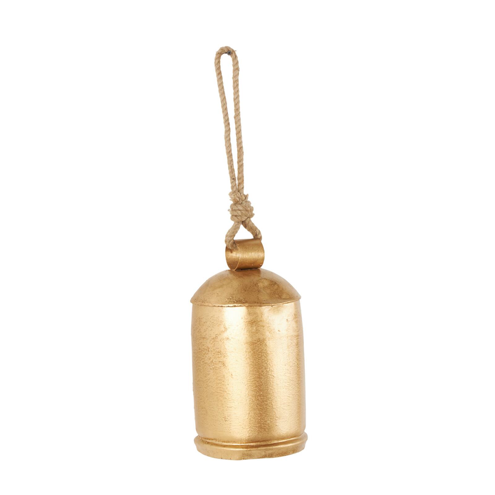 Gold Metal Decorative Bell with Jute Hanging Rope