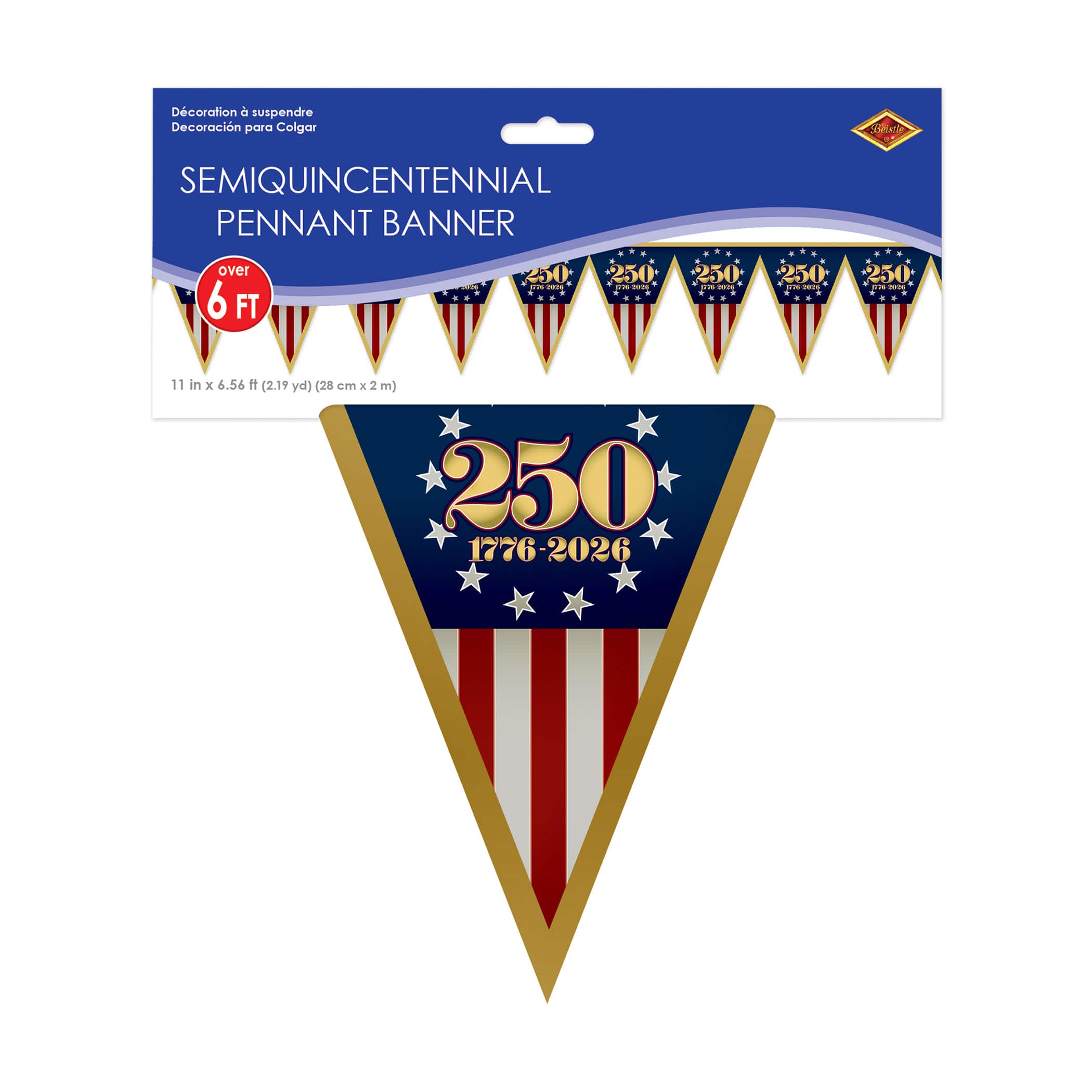 Beistle 11" x 6.5ft. Semiquincentennial Pennant Banner