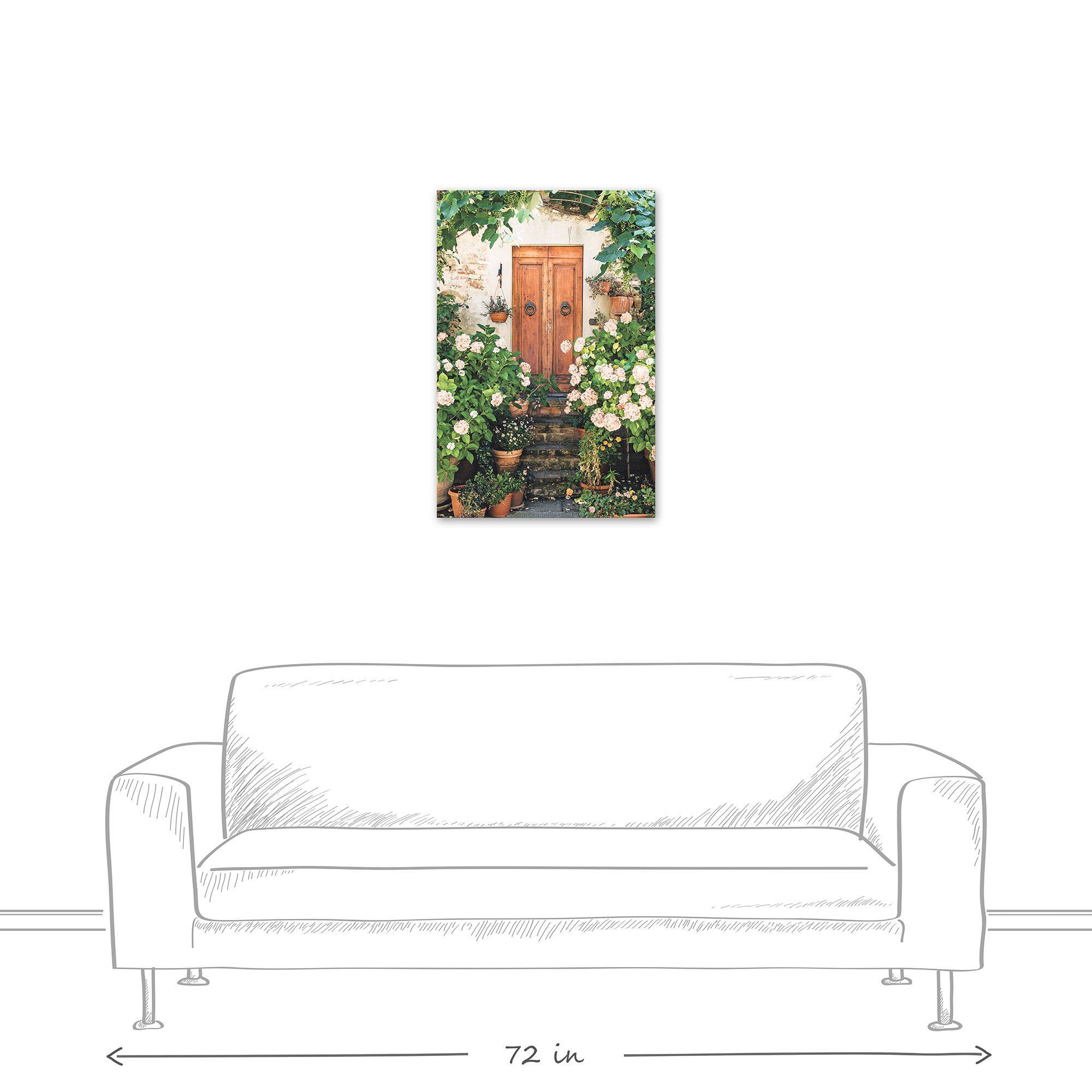 Wooden Door Hydrangeas 20" x 30" Canvas Wall Art