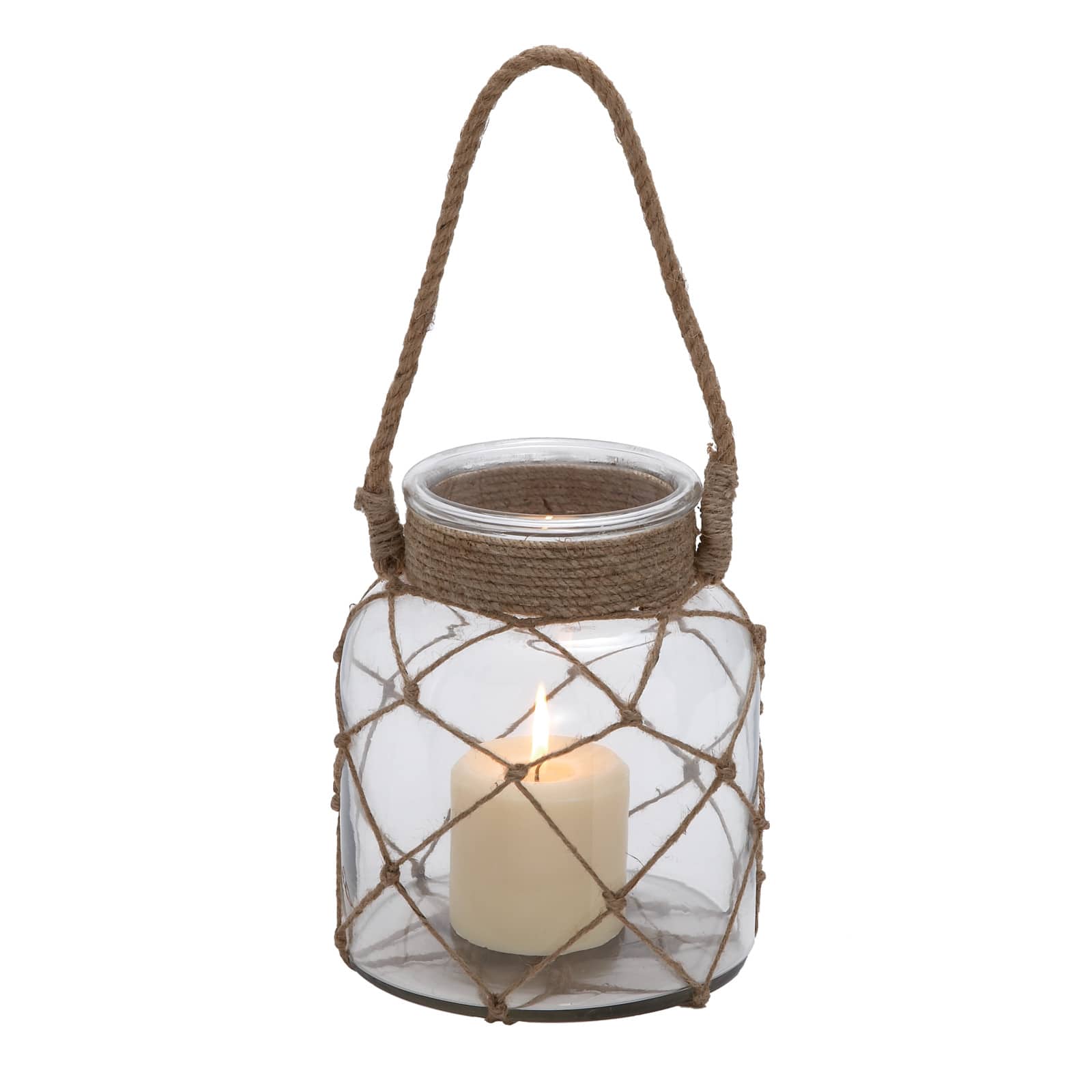 8" Glass Coastal Candle Holder Lantern