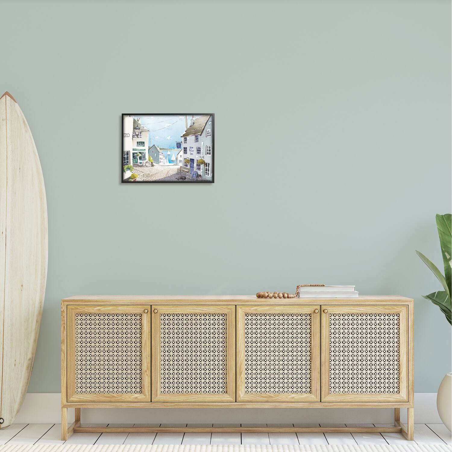 Stupell Industries Coastal Town Seaport Sailboats Framed Giclee Art