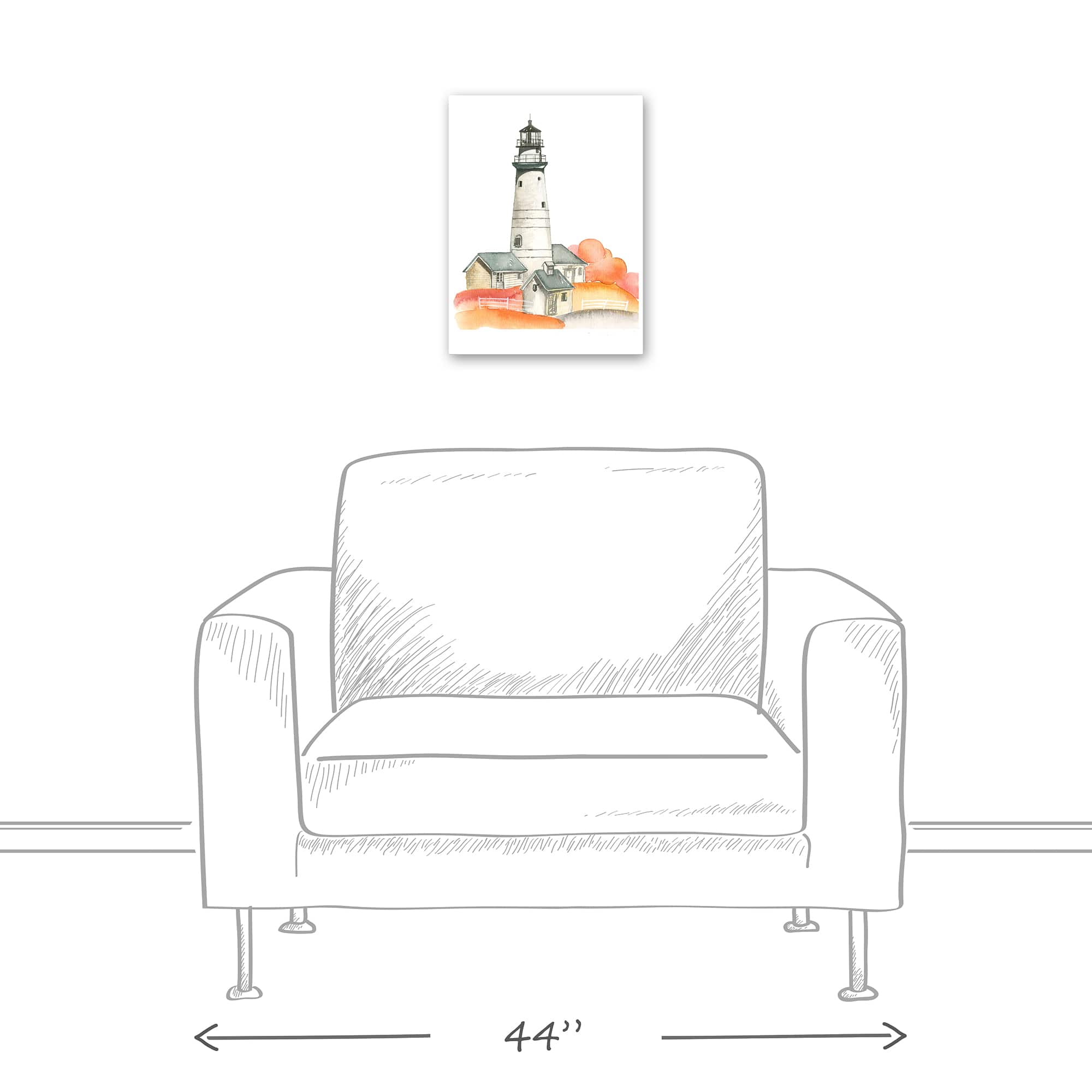 Lighthouse In Autumn 12" x 16" Canvas Wall Art