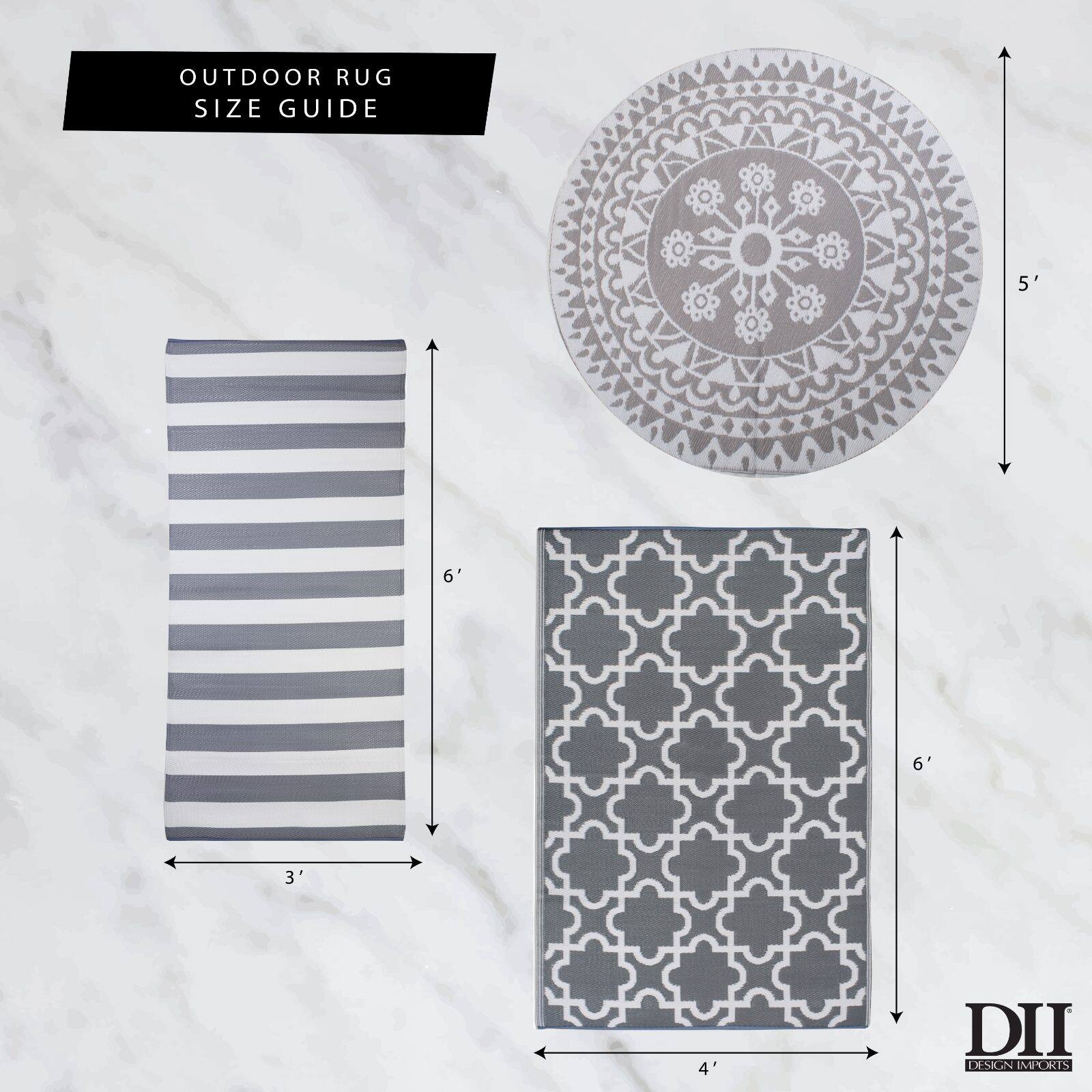 DII® Gray & White Stripe Outdoor Rug, 4ft. x 6ft.